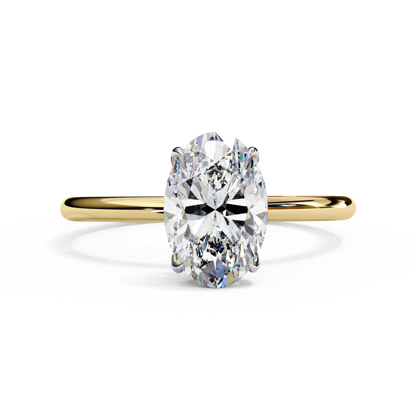 Oval Poise – Lab Diamond Solitaire Ring with Slim Shank in 14K Gold