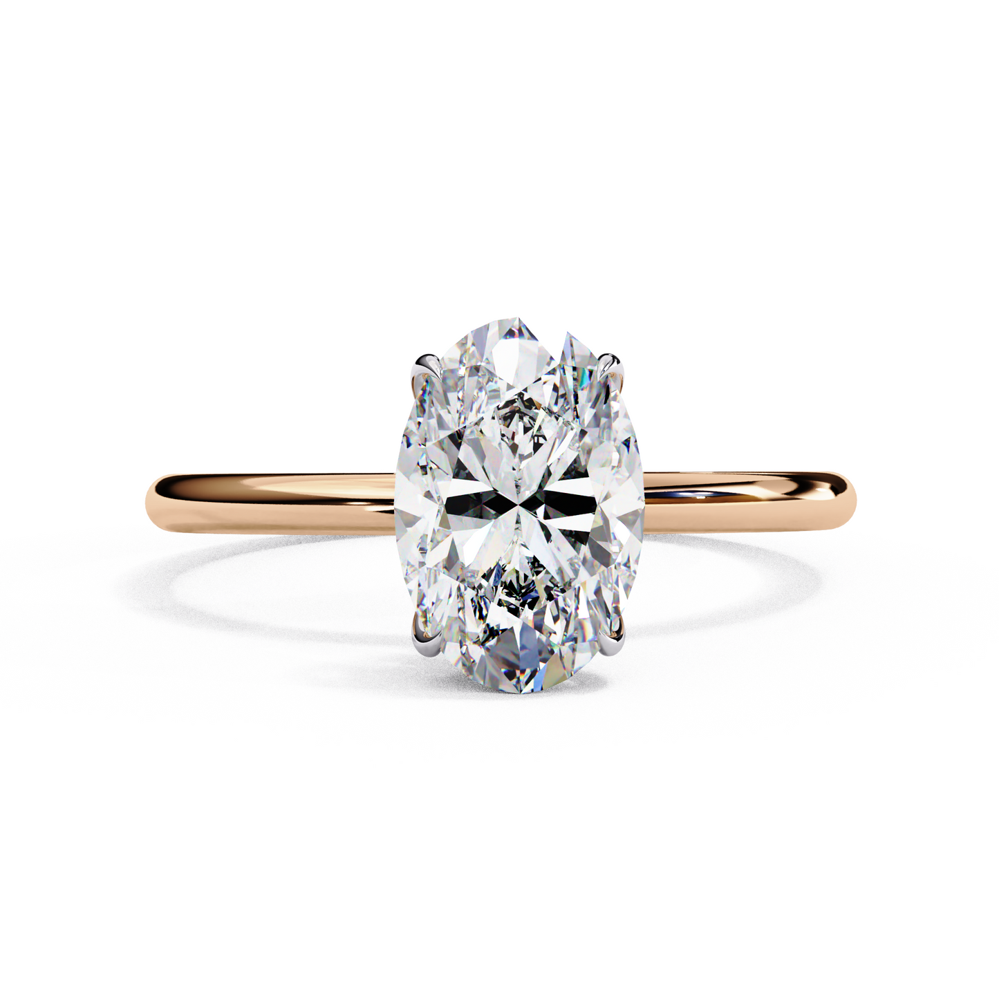Oval Poise – Lab Diamond Solitaire Ring with Slim Shank in 14K Gold