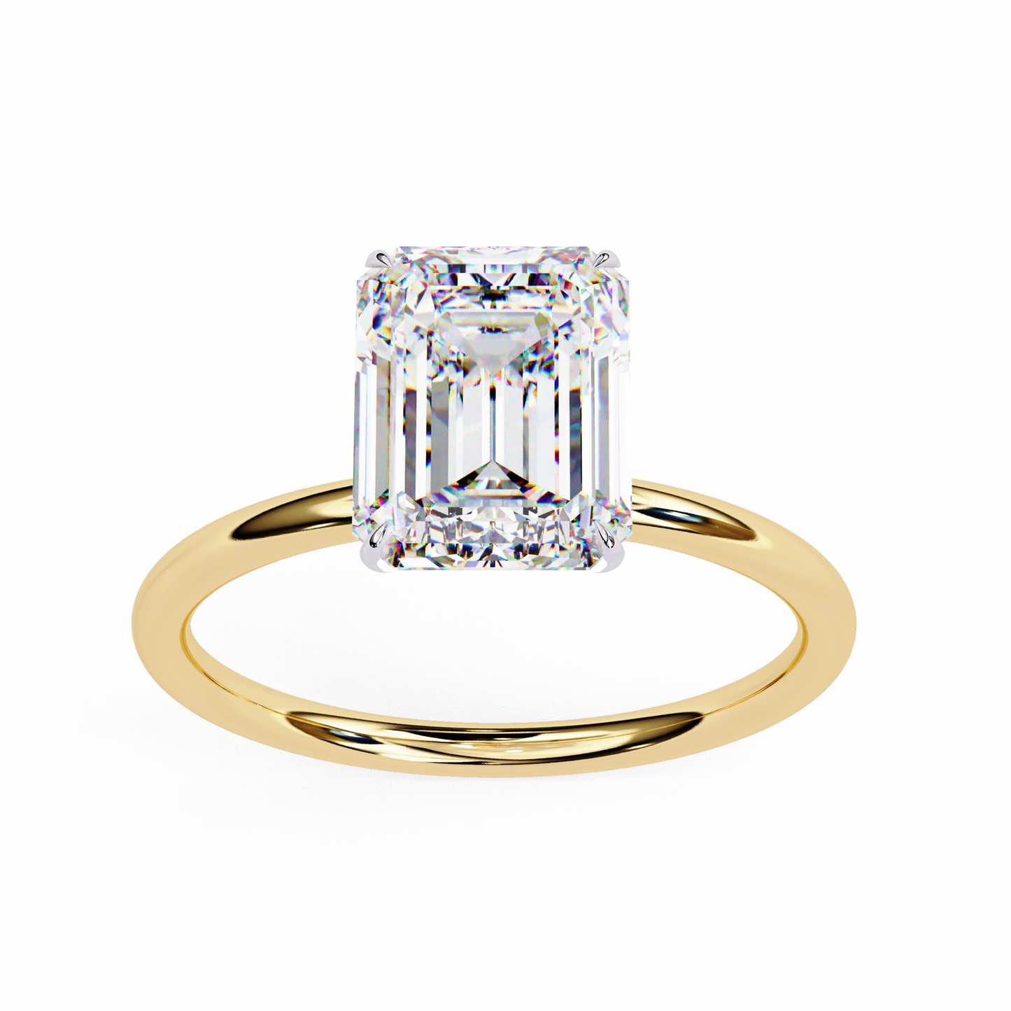 Emerald Ascent – Lab Diamond Solitaire Ring with Elevated Setting in 14K Gold