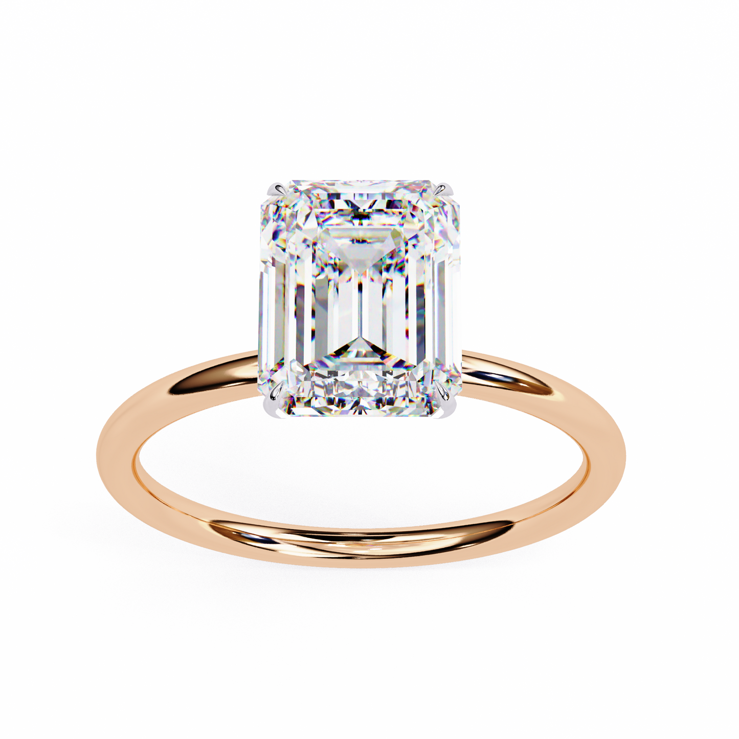 Emerald Ascent – Lab Diamond Solitaire Ring with Elevated Setting in 14K Gold