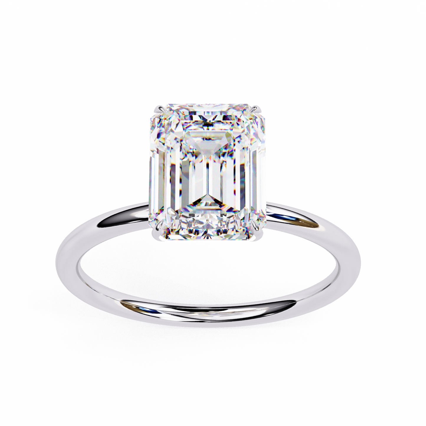 Emerald Ascent – Lab Diamond Solitaire Ring with Elevated Setting in 14K Gold