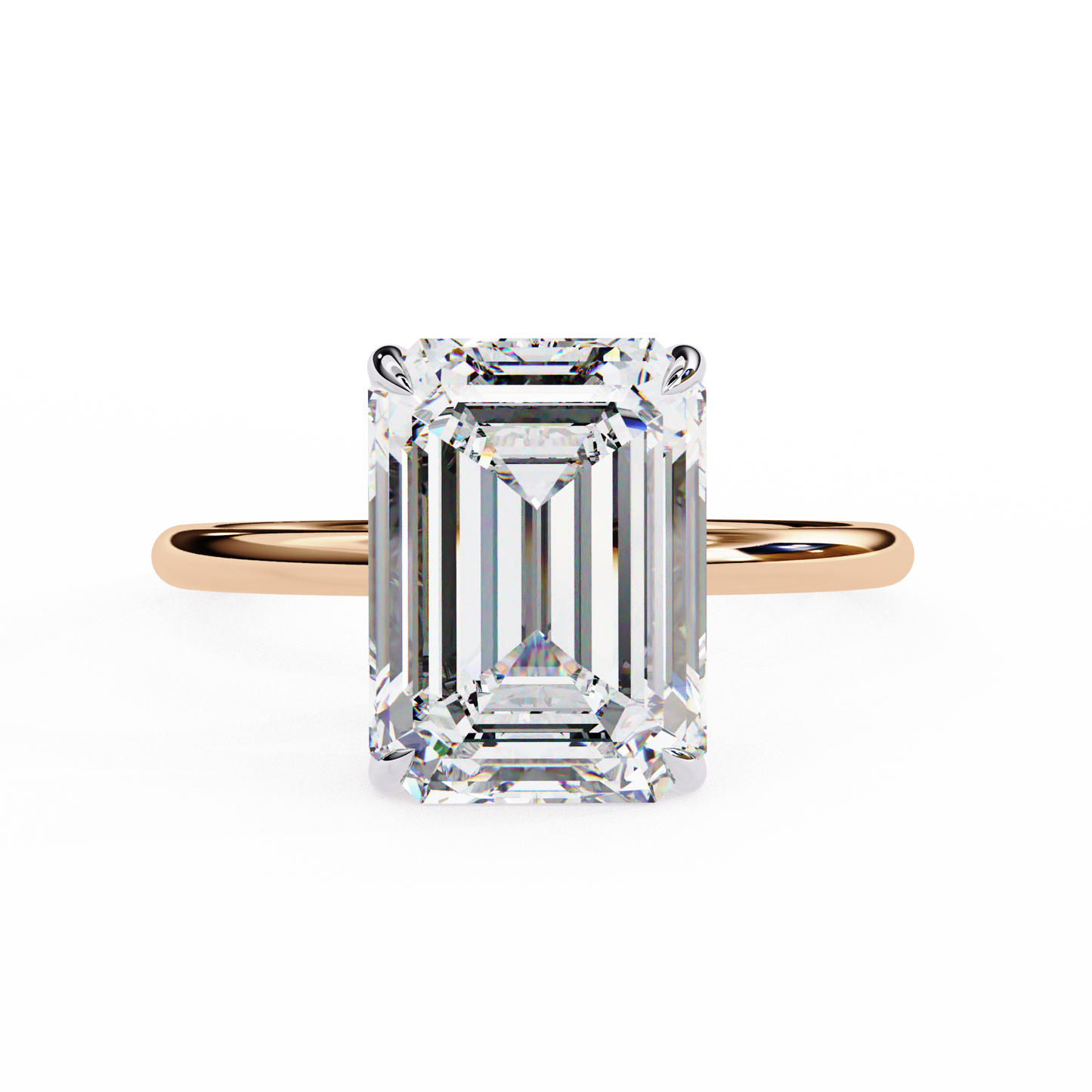 Emerald Ascent – Lab Diamond Solitaire Ring with Elevated Setting in 14K Gold