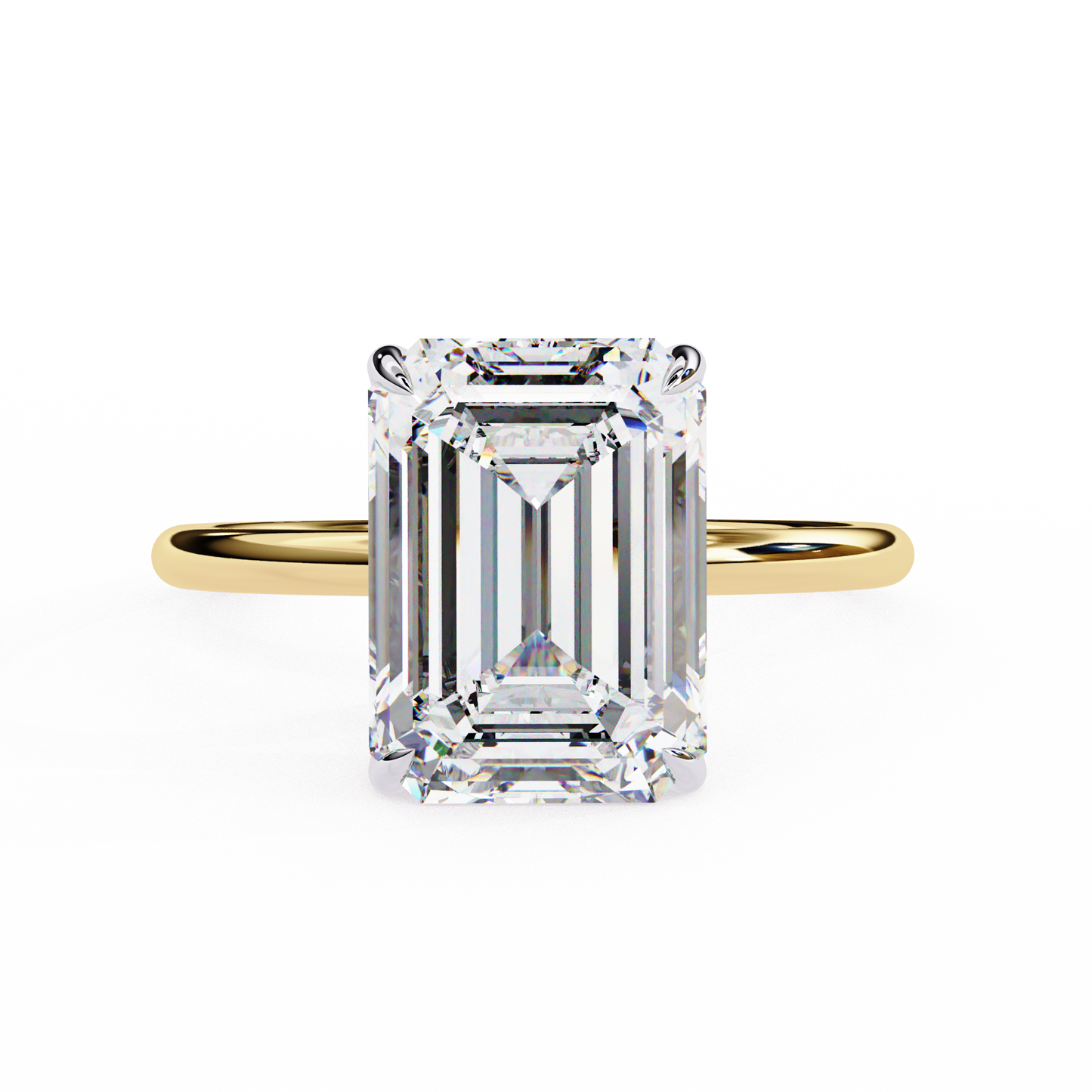 Emerald Ascent – Lab Diamond Solitaire Ring with Elevated Setting in 14K Gold
