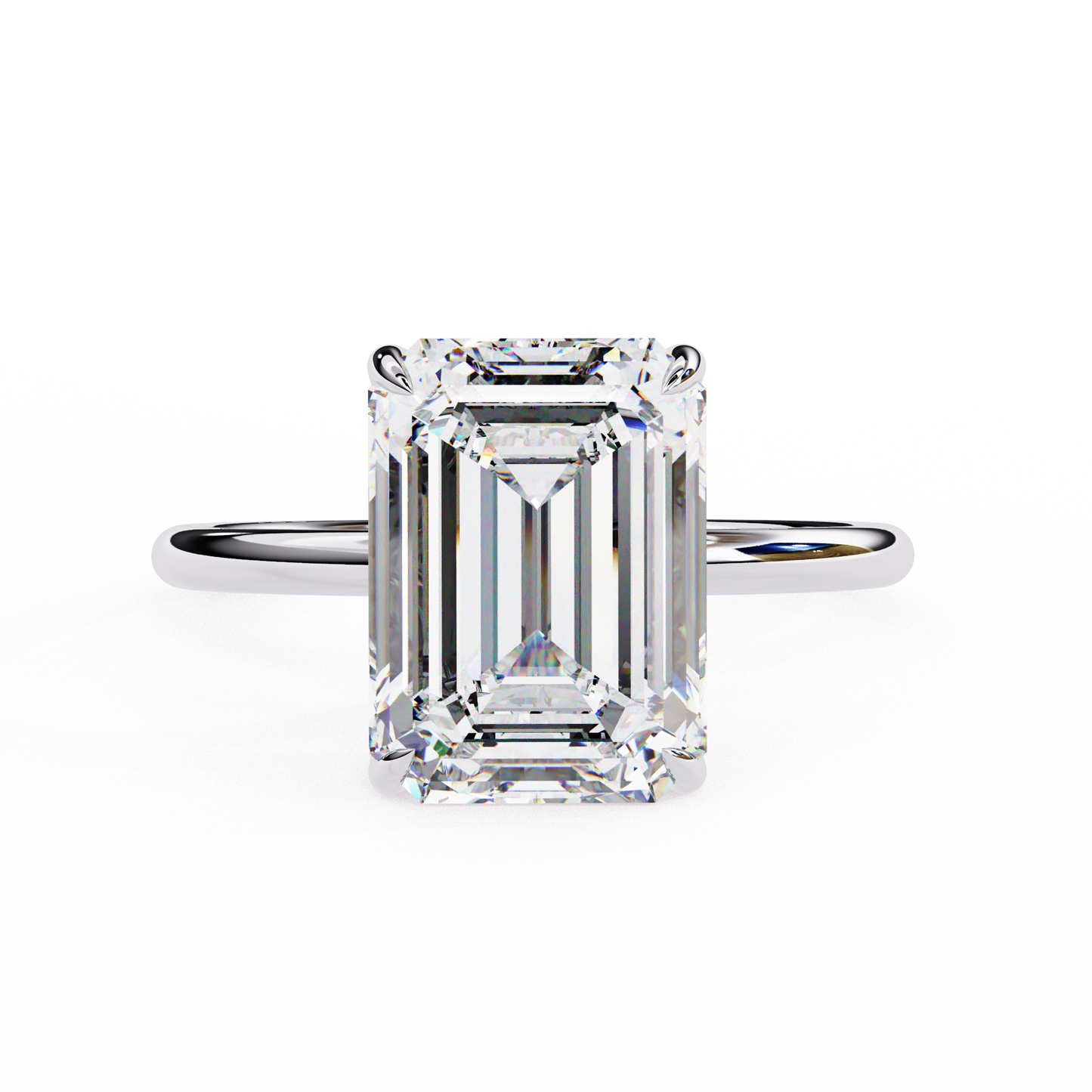 Emerald Ascent – Lab Diamond Solitaire Ring with Elevated Setting in 14K Gold