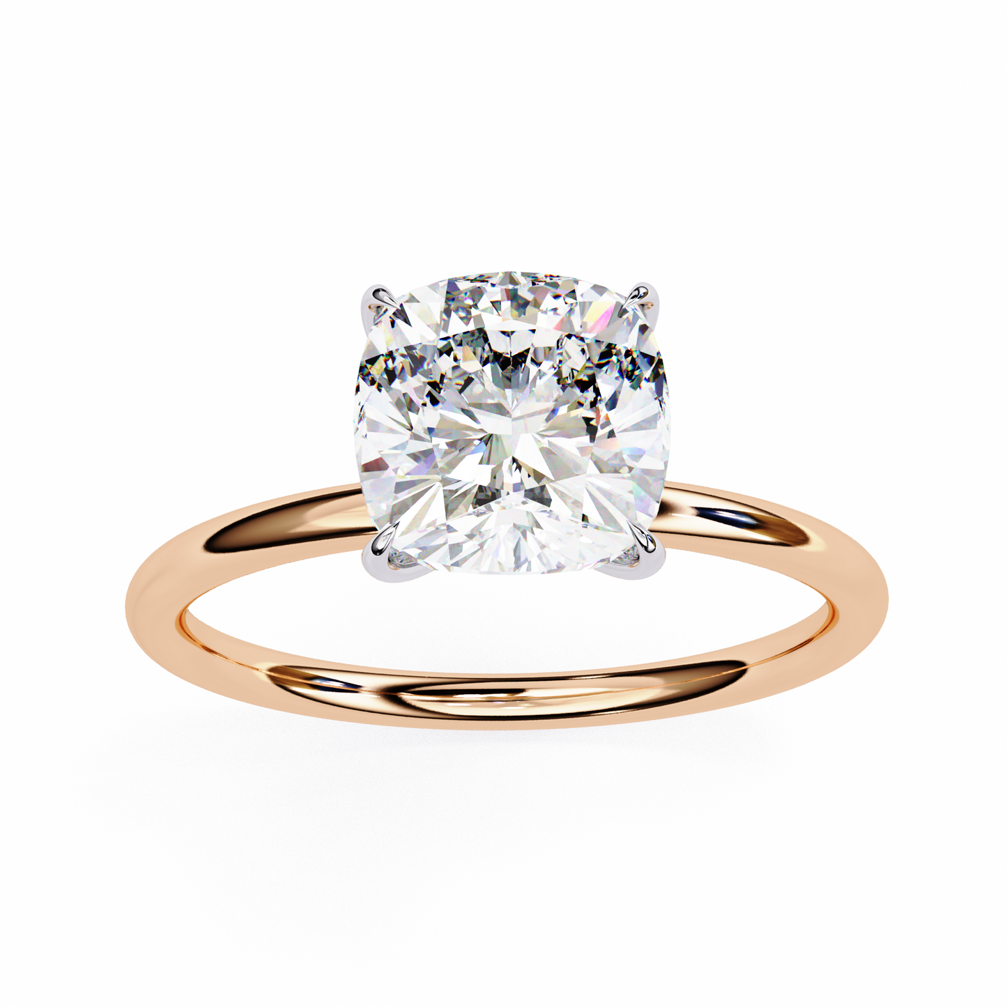 Cushion Rise – Lab Diamond Solitaire Ring in 14K Gold