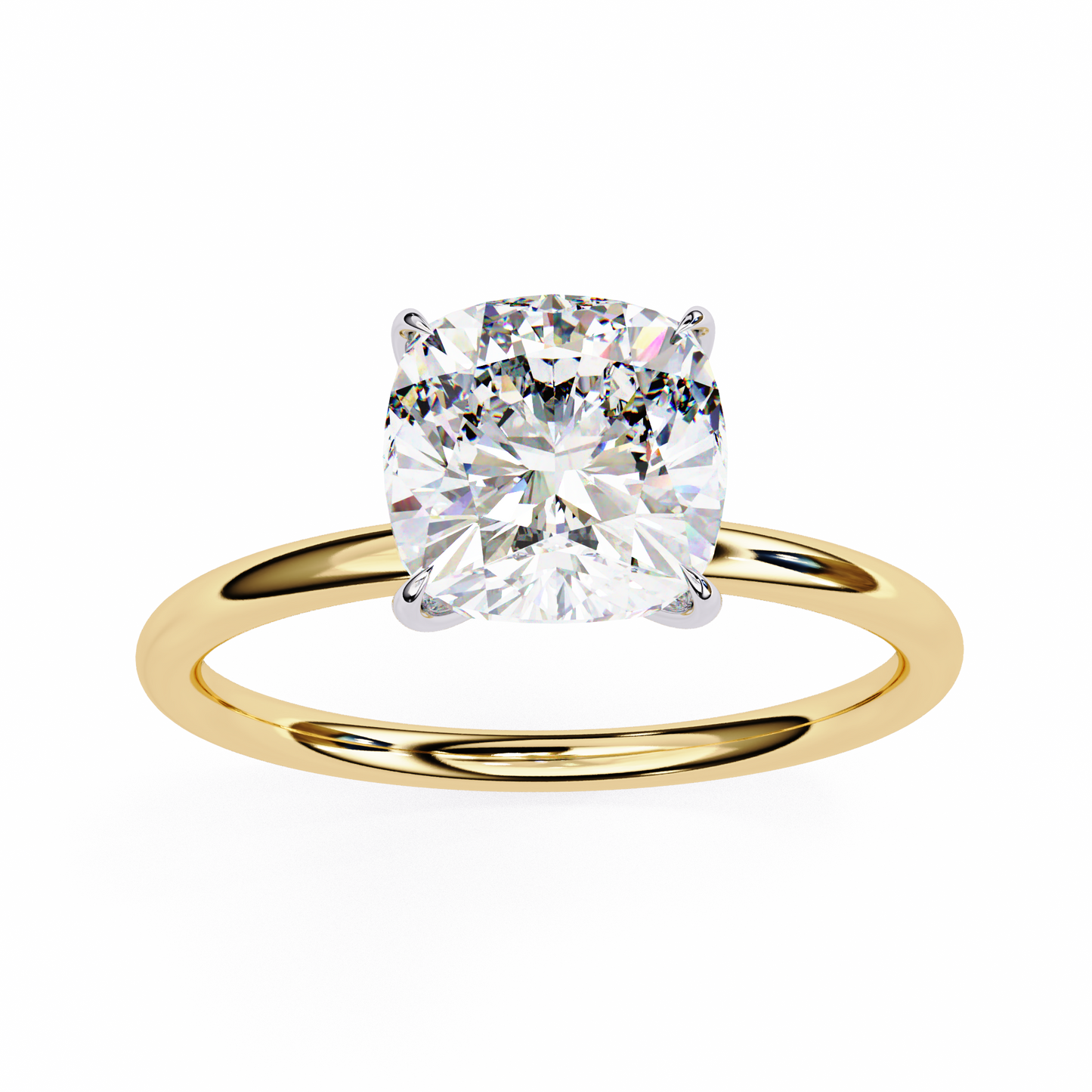 Cushion Rise – Lab Diamond Solitaire Ring in 14K Gold