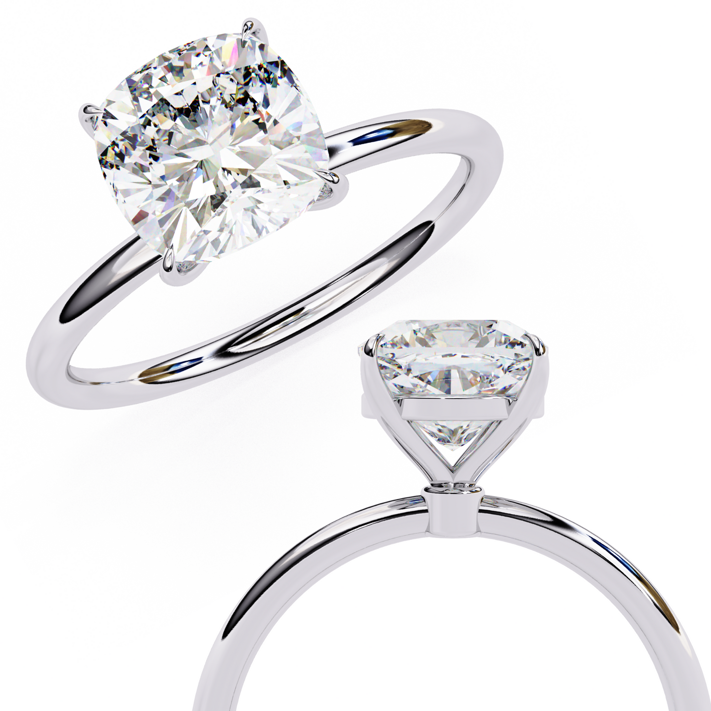 Cushion Rise – Lab Diamond Solitaire Ring in 14K Gold