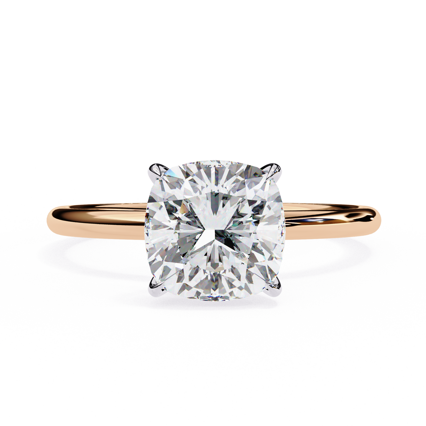 Cushion Rise – Lab Diamond Solitaire Ring in 14K Gold