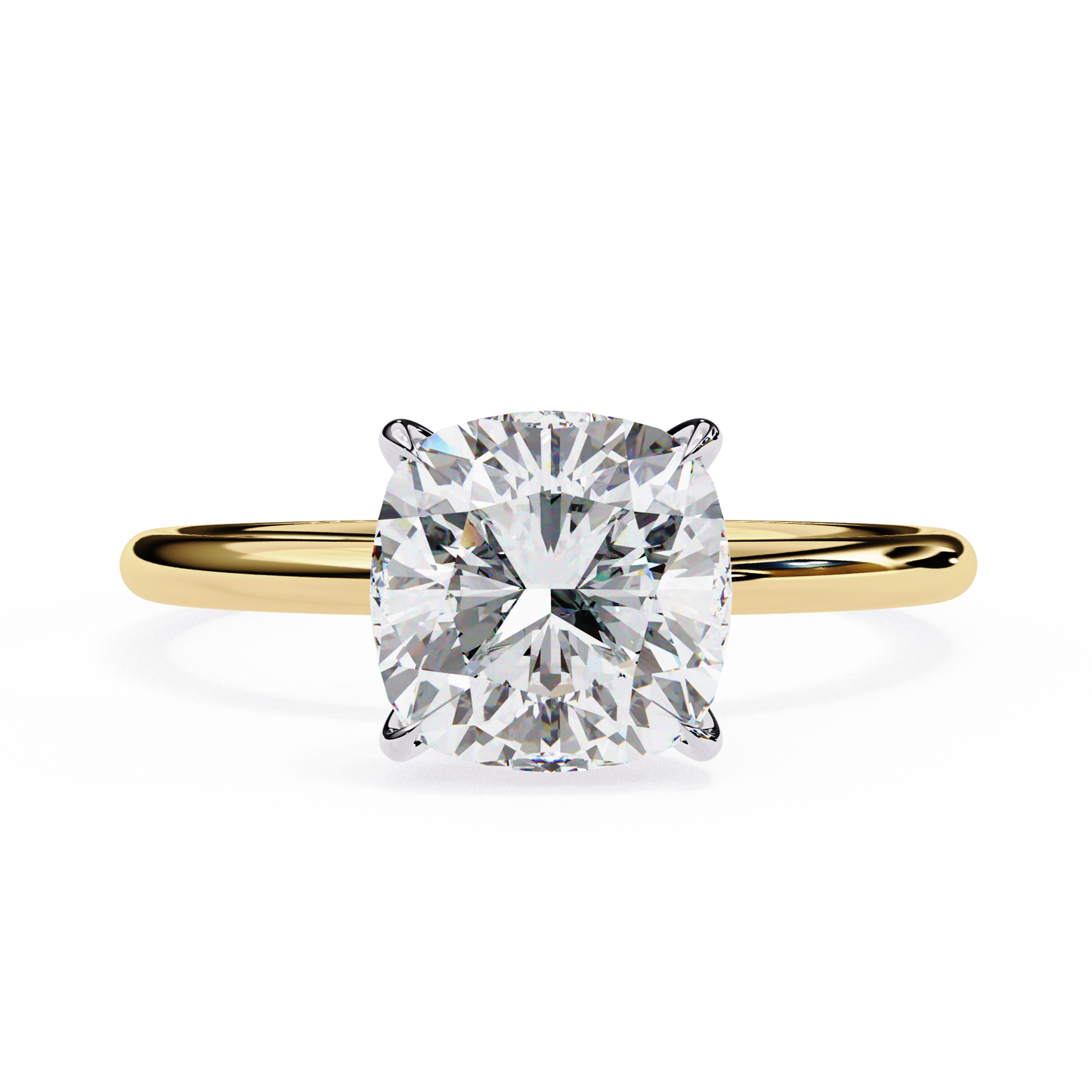 Cushion Rise – Lab Diamond Solitaire Ring in 14K Gold