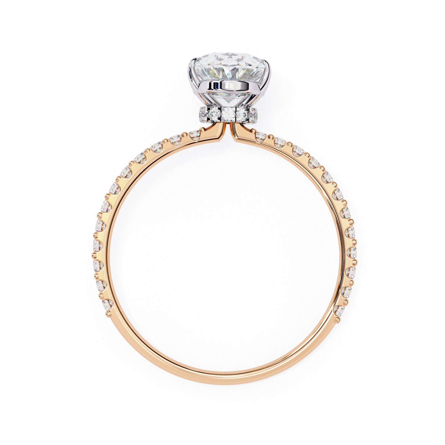 Oval Parallel – Lab Diamond Ring with Dual Shank in 14K Gold