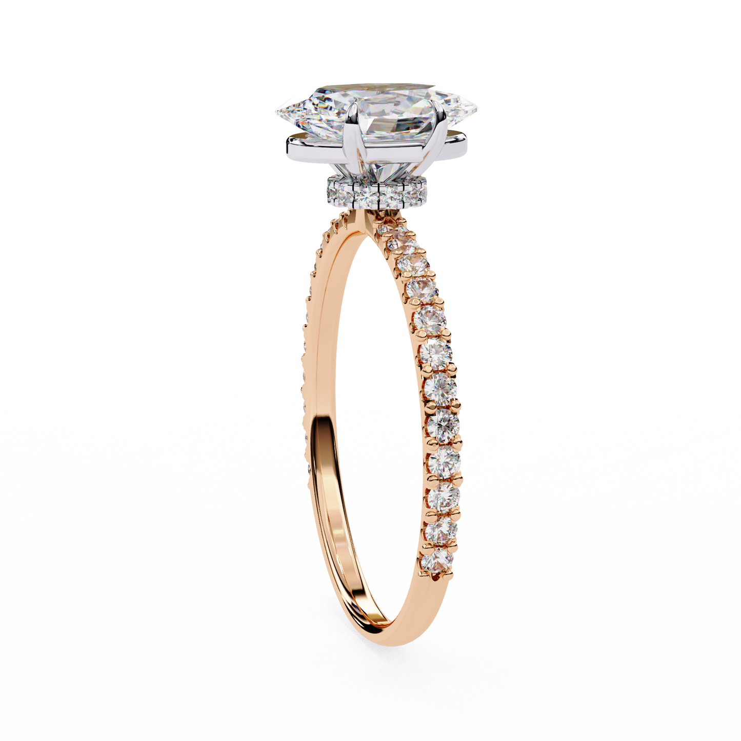 Oval Parallel – Lab Diamond Ring with Dual Shank in 14K Gold