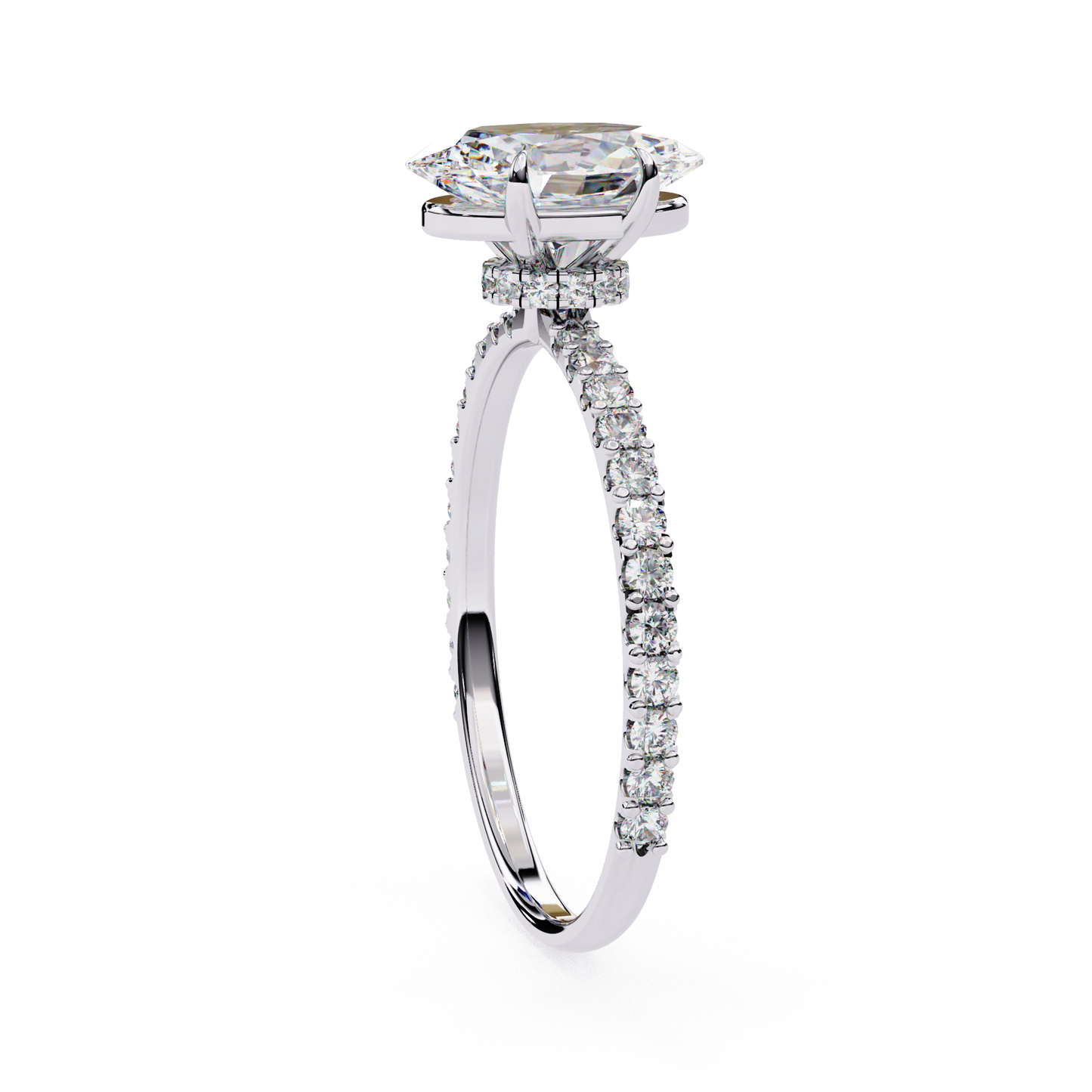 Oval Parallel – Lab Diamond Ring with Dual Shank in 14K Gold