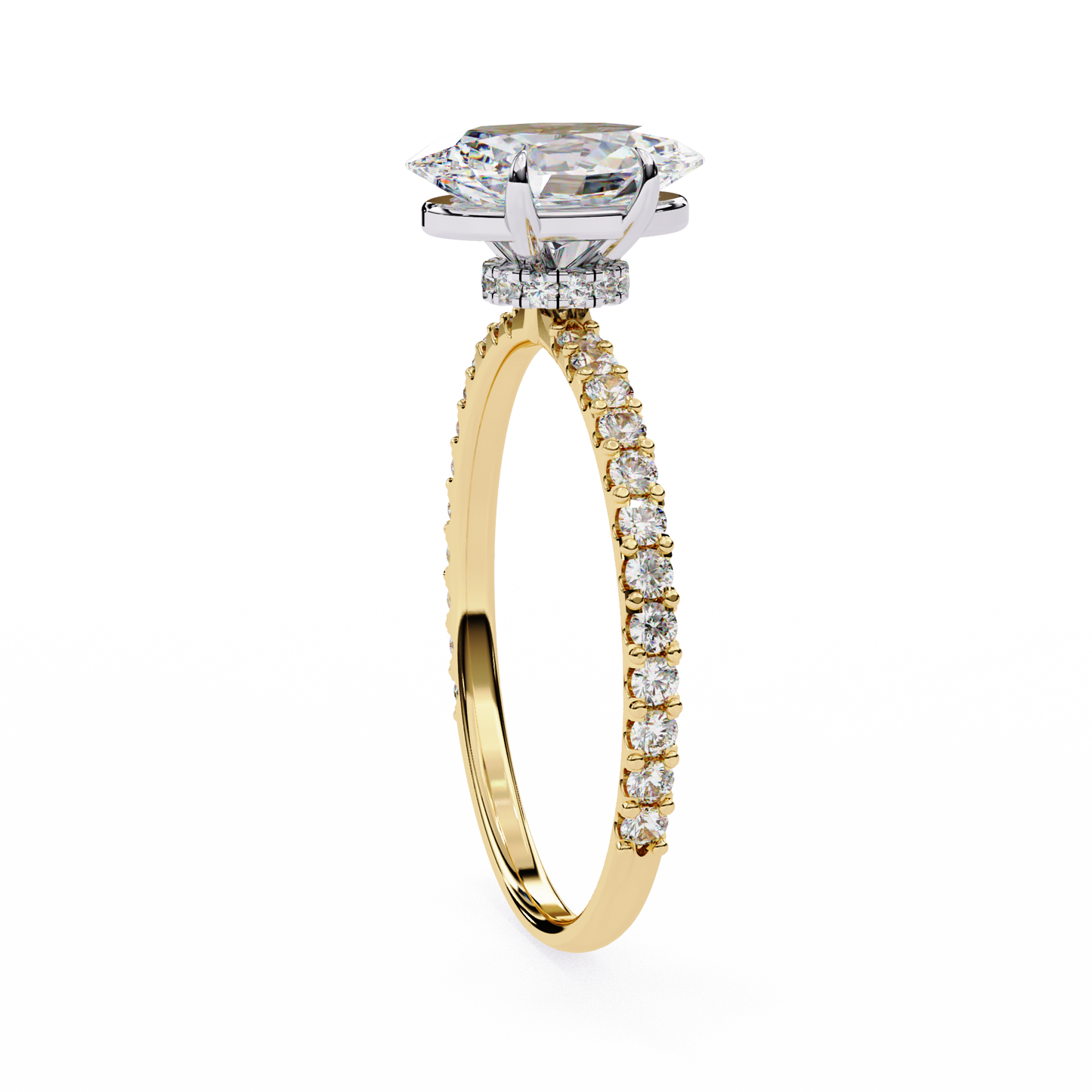 Oval Parallel – Lab Diamond Ring with Dual Shank in 14K Gold