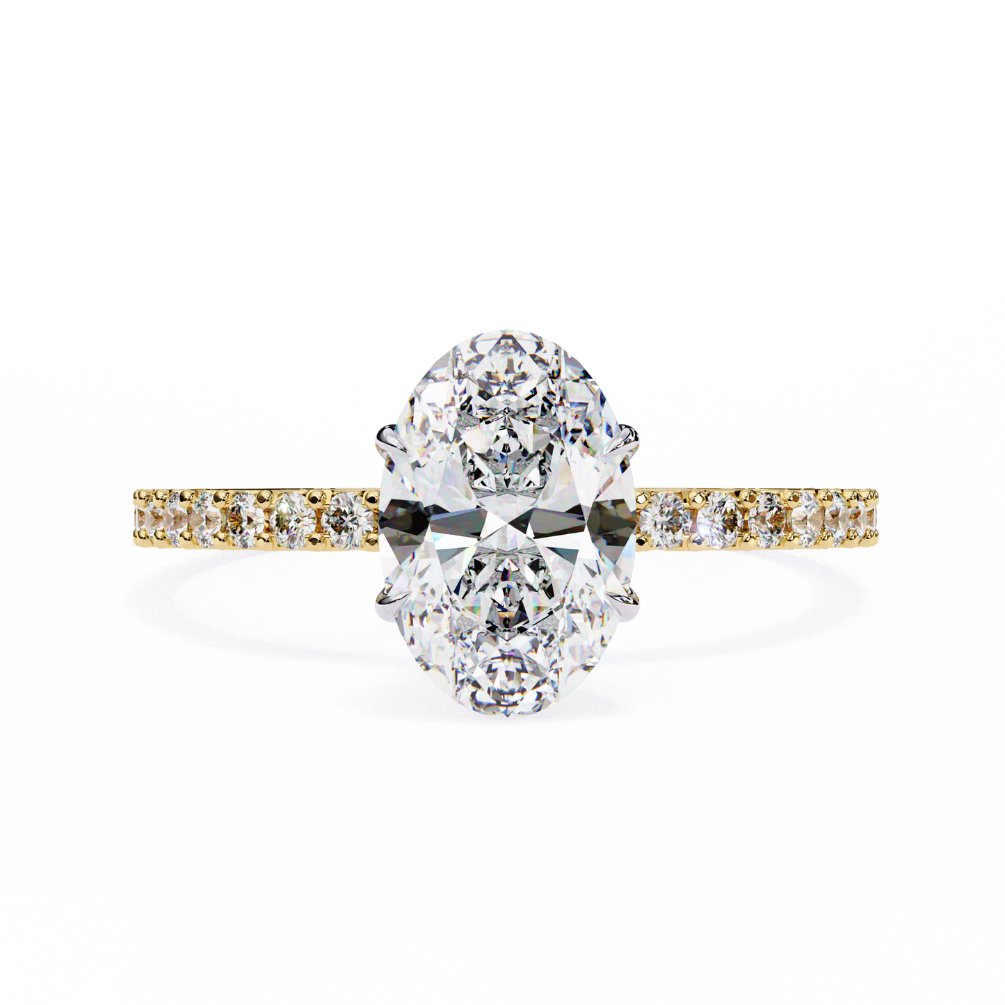 Oval Parallel – Lab Diamond Ring with Dual Shank in 14K Gold