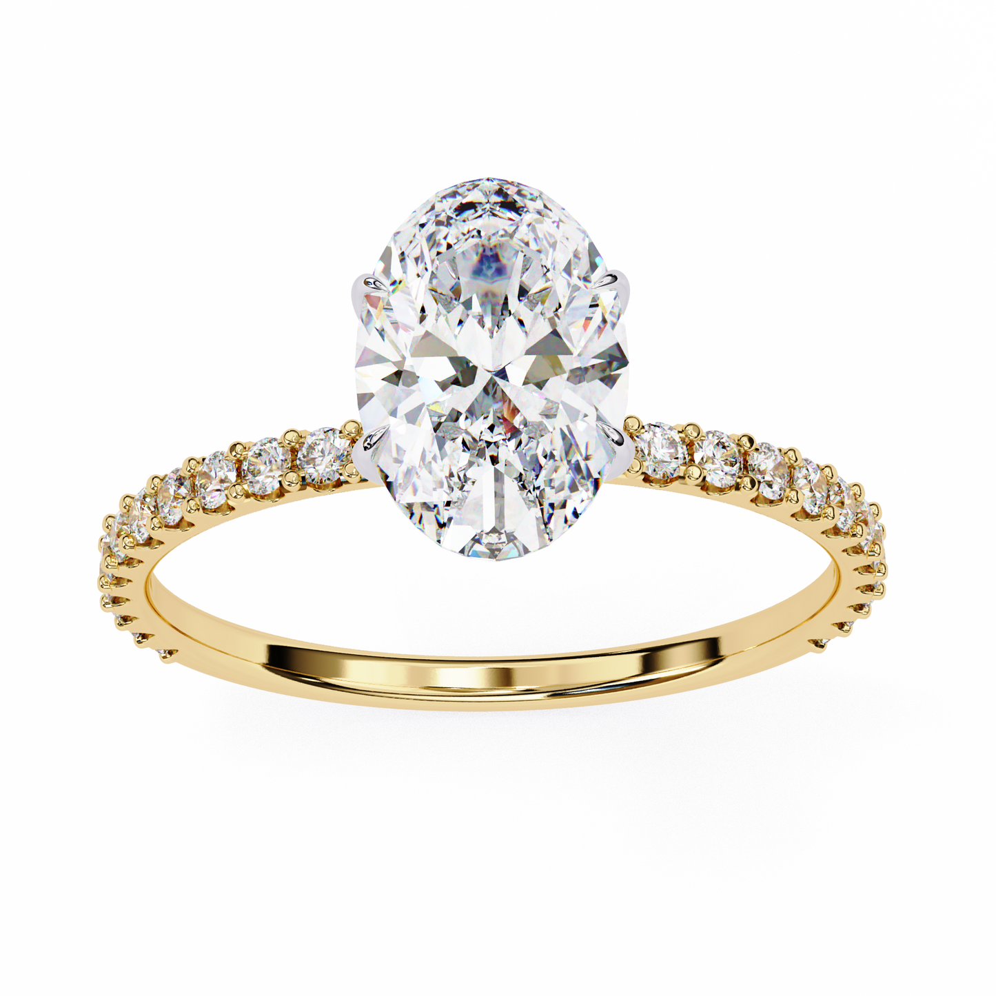 Oval Parallel – Lab Diamond Ring with Dual Shank in 14K Gold
