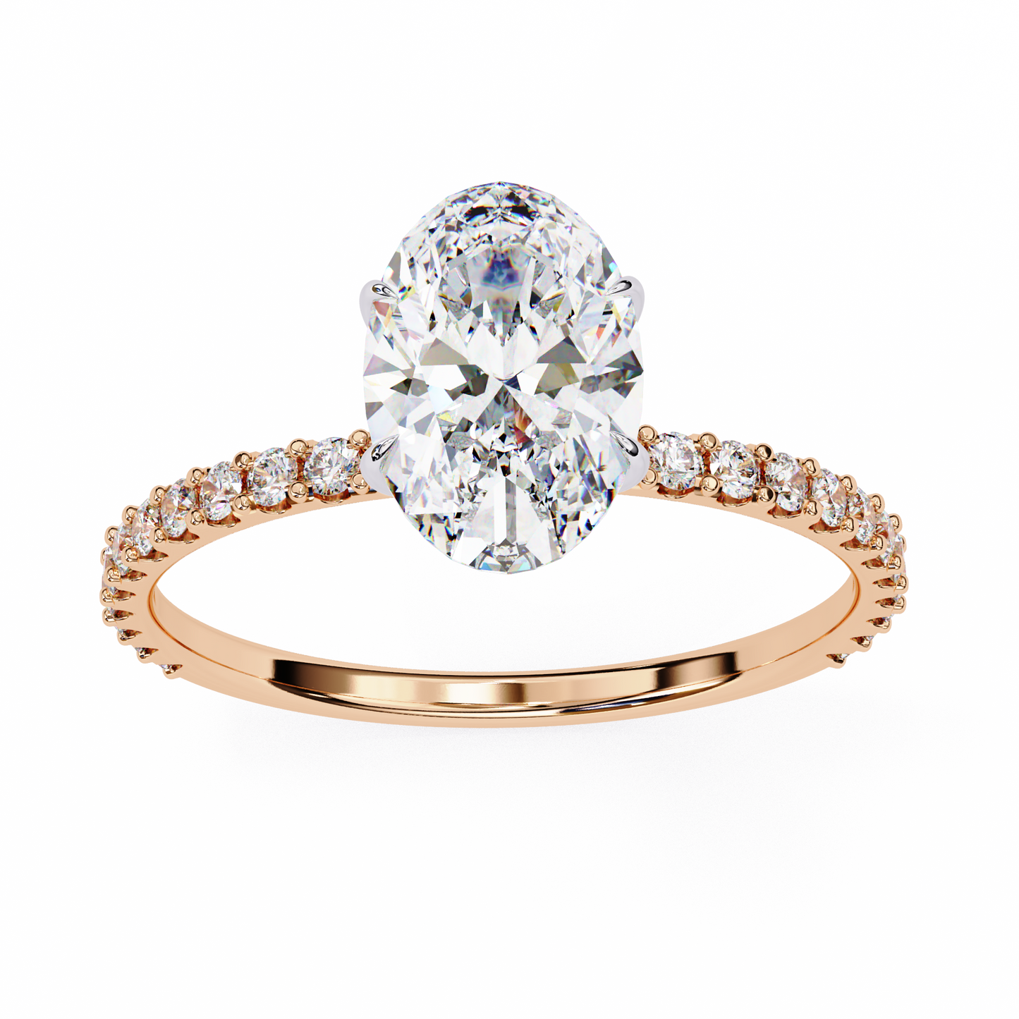 Oval Parallel – Lab Diamond Ring with Dual Shank in 14K Gold