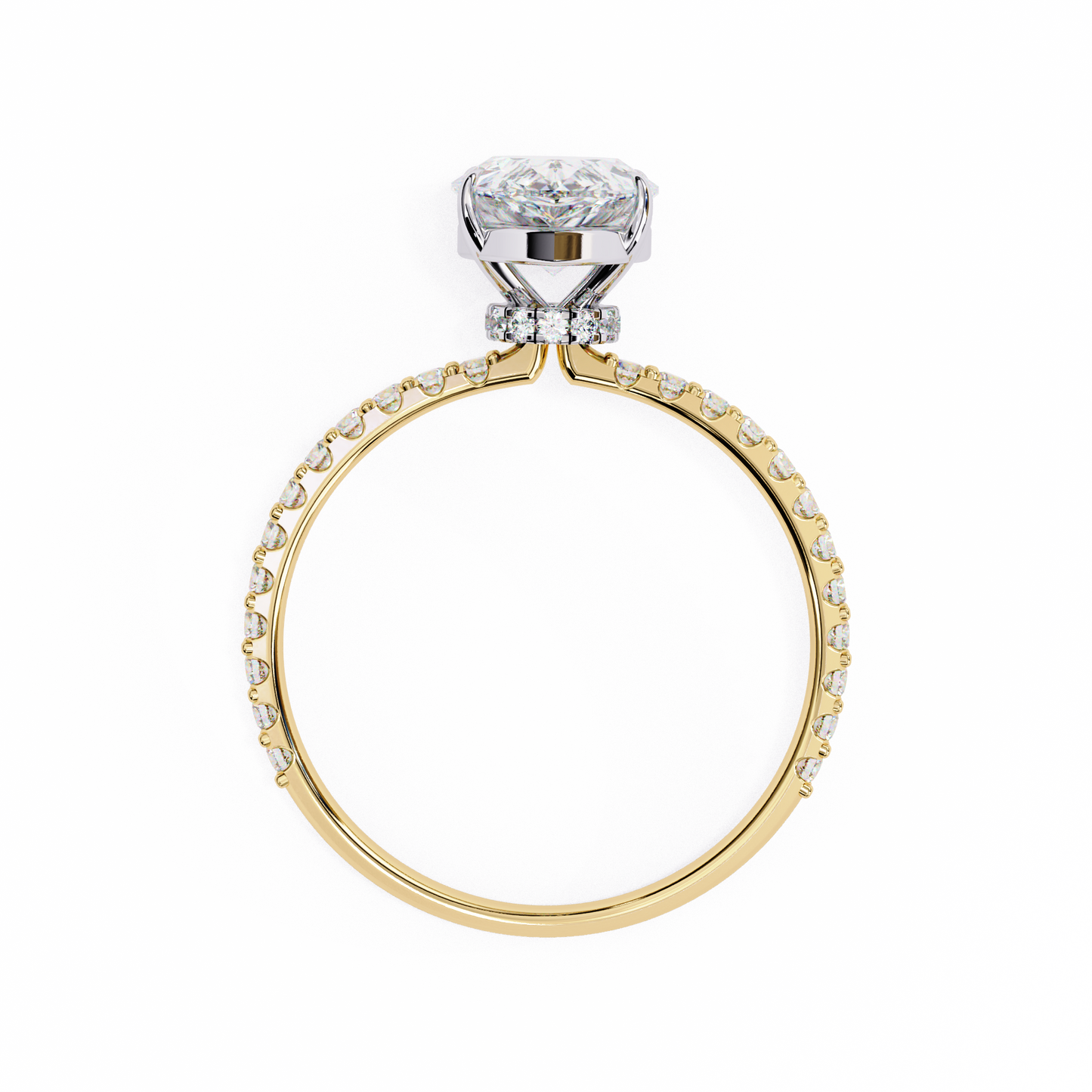 Pear Offset – Lab Diamond Ring with Asymmetric Split Shank in 14K Gold