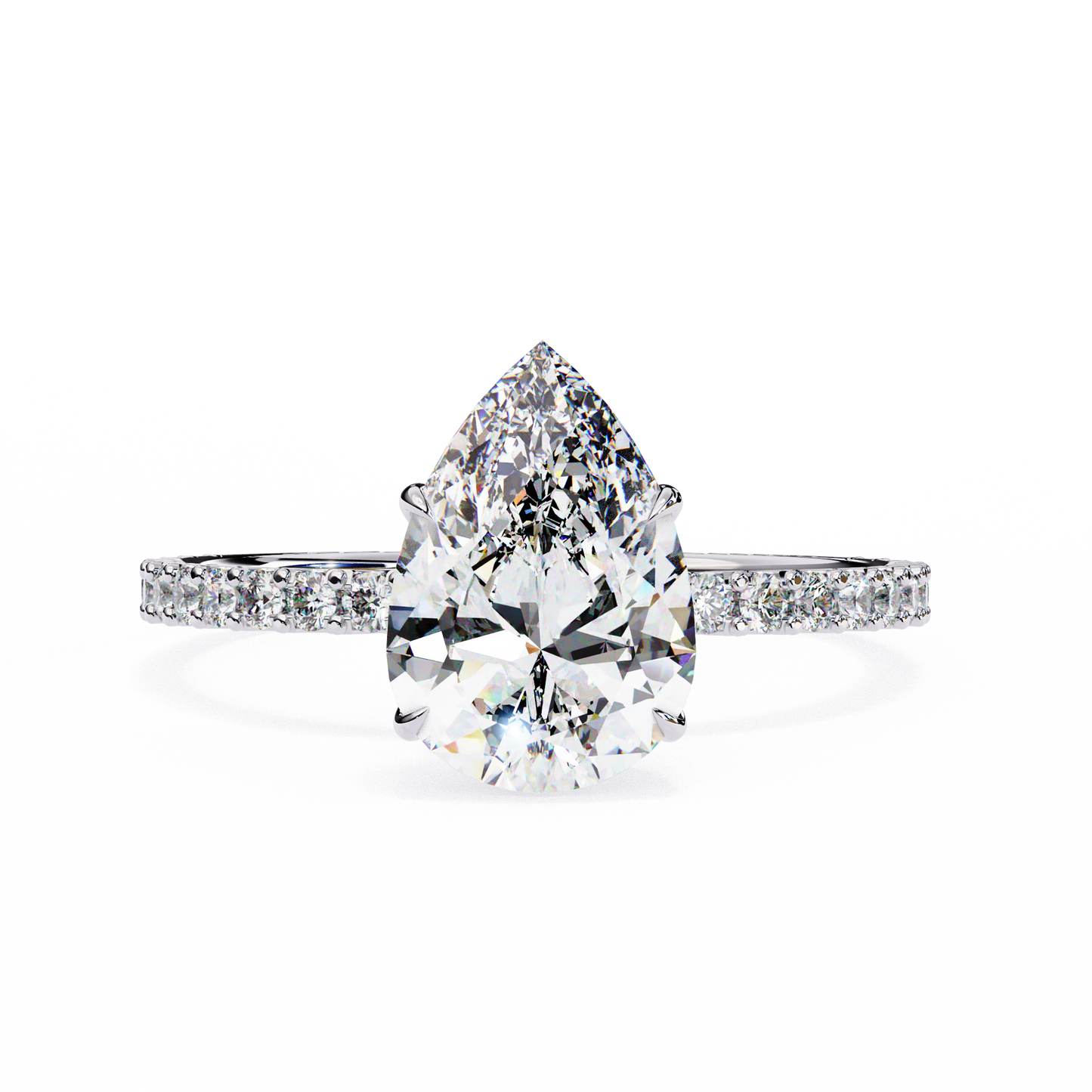 Pear Offset – Lab Diamond Ring with Asymmetric Split Shank in 14K Gold