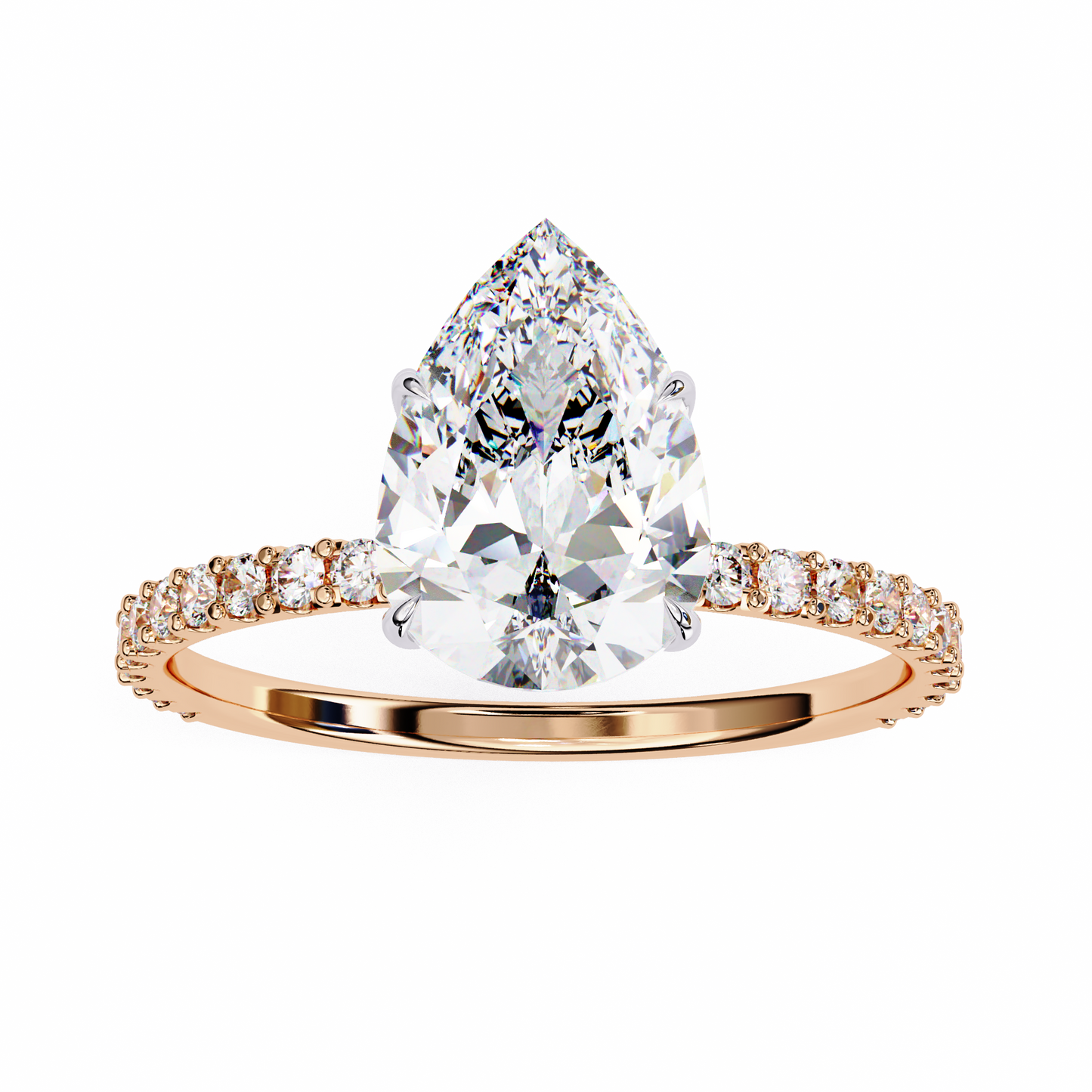 Pear Offset – Lab Diamond Ring with Asymmetric Split Shank in 14K Gold