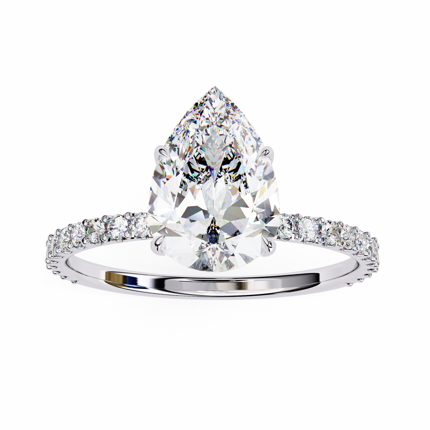 Pear Offset – Lab Diamond Ring with Asymmetric Split Shank in 14K Gold