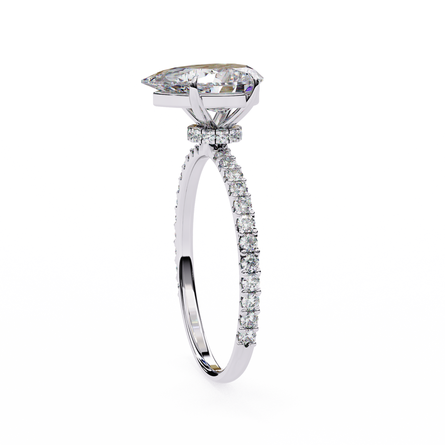 Pear Offset – Lab Diamond Ring with Asymmetric Split Shank in 14K Gold