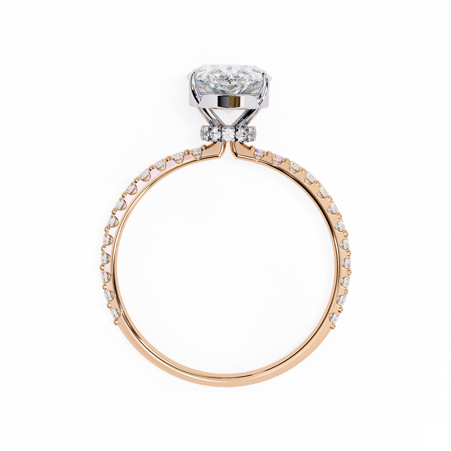 Pear Offset – Lab Diamond Ring with Asymmetric Split Shank in 14K Gold