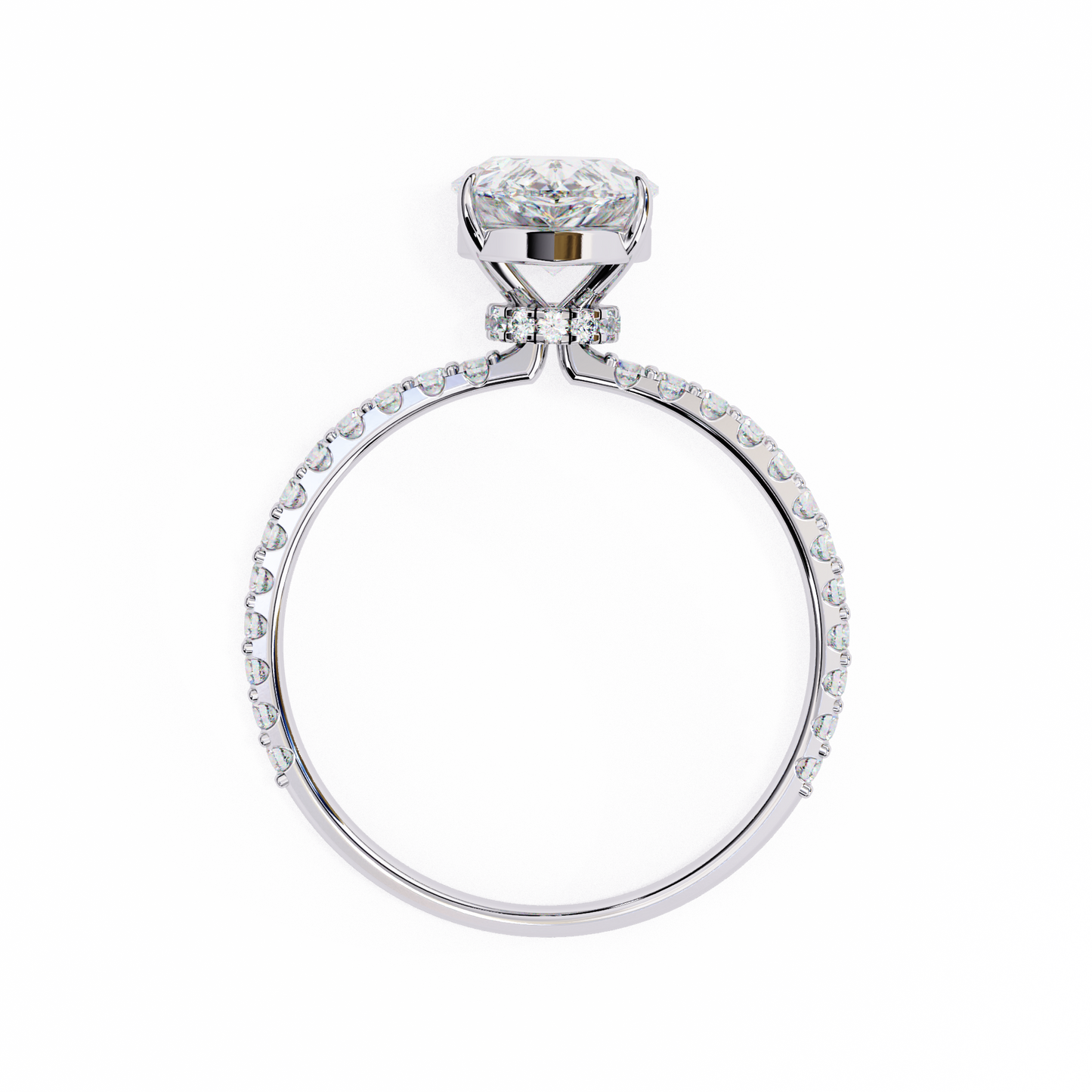 Pear Offset – Lab Diamond Ring with Asymmetric Split Shank in 14K Gold