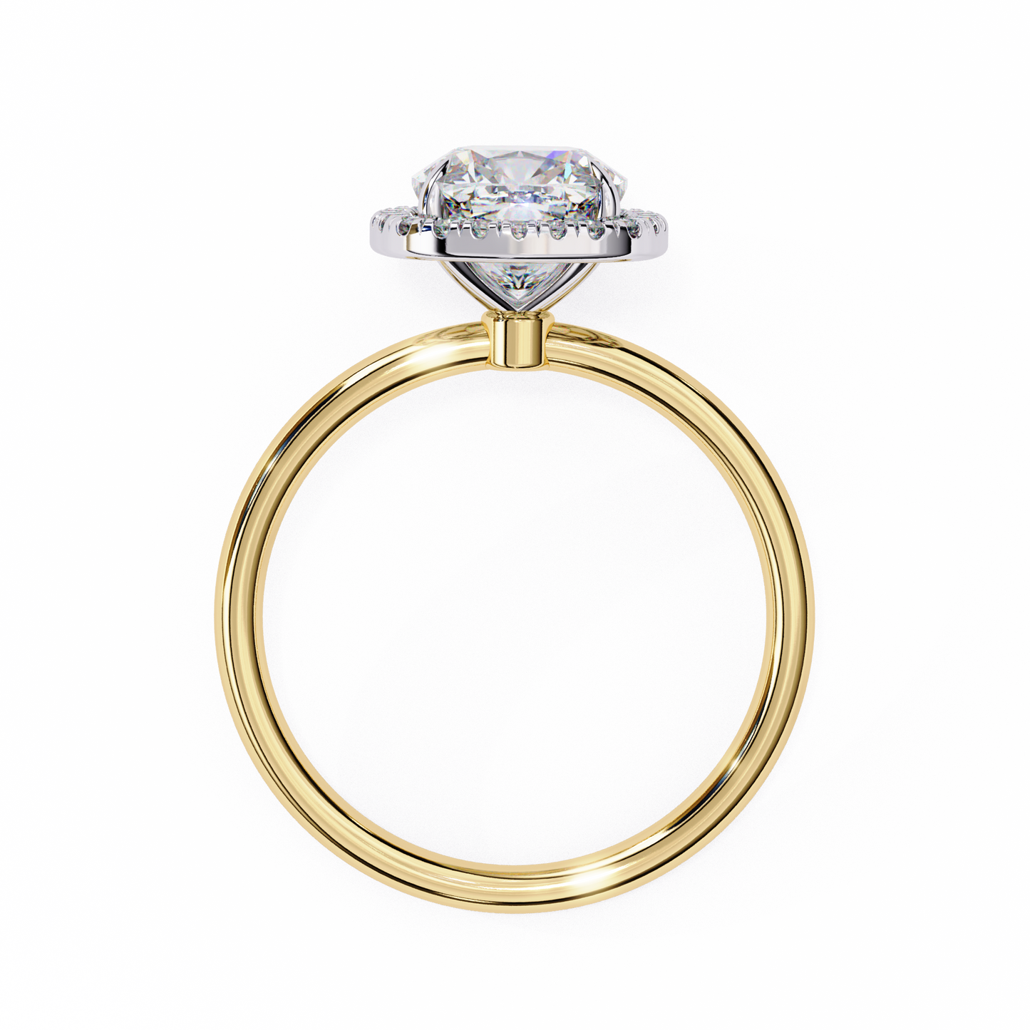 Cushion Lab Diamond Ring with Overlapping Shank in 14K Gold