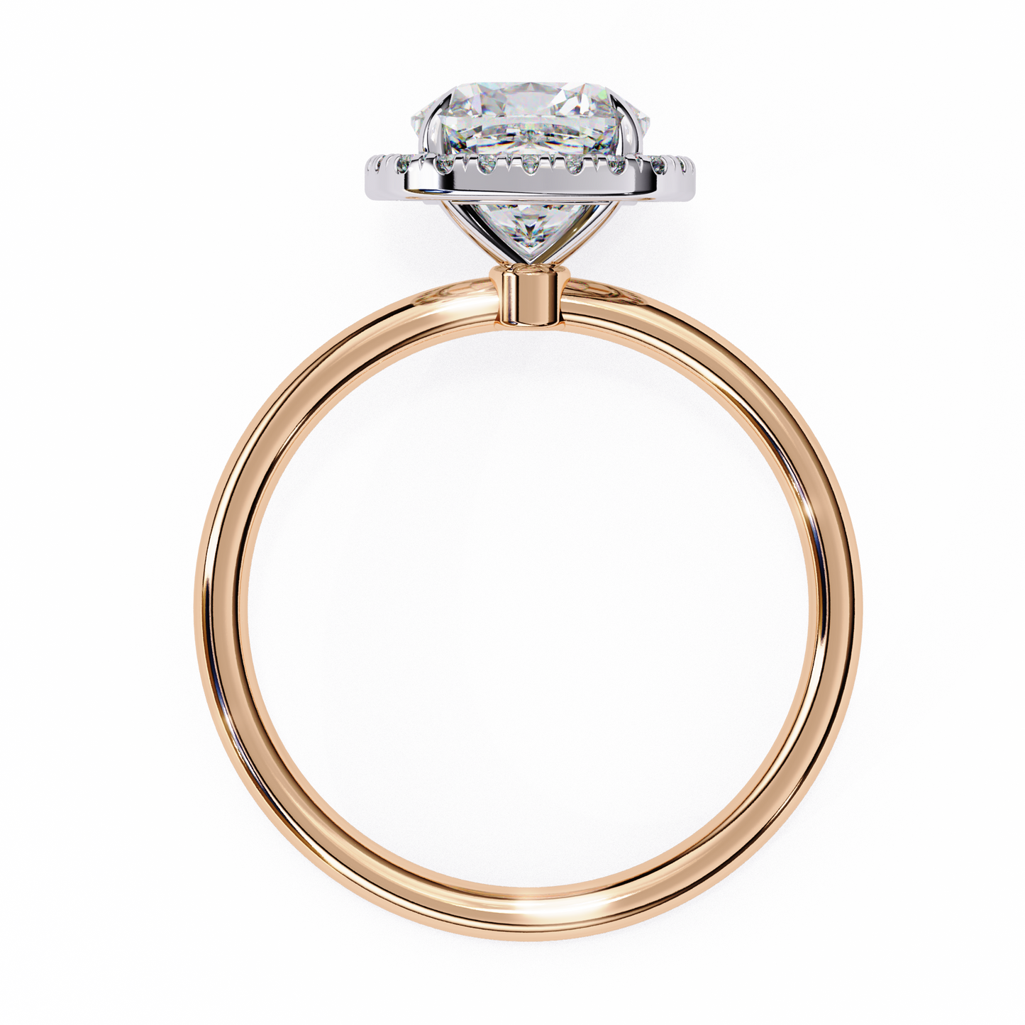 Cushion Lab Diamond Ring with Overlapping Shank in 14K Gold