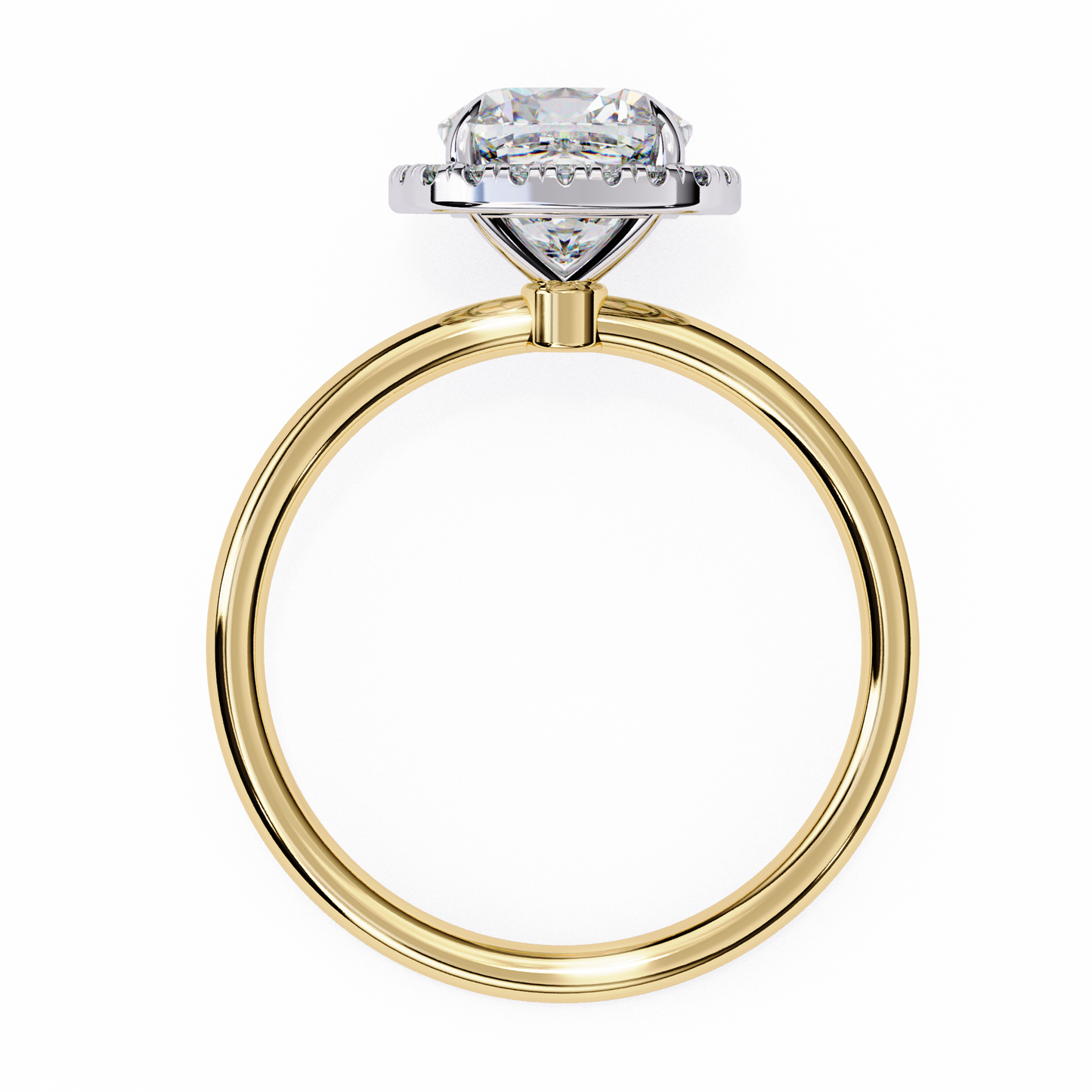 Cushion Lab Diamond Ring with Overlapping Shank in 14K Gold