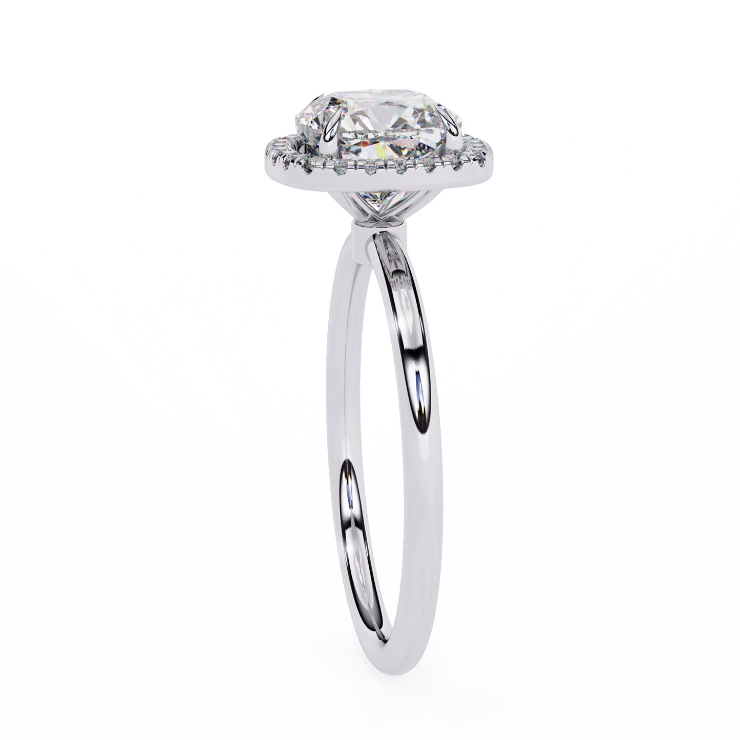 Cushion Lab Diamond Ring with Overlapping Shank in 14K Gold