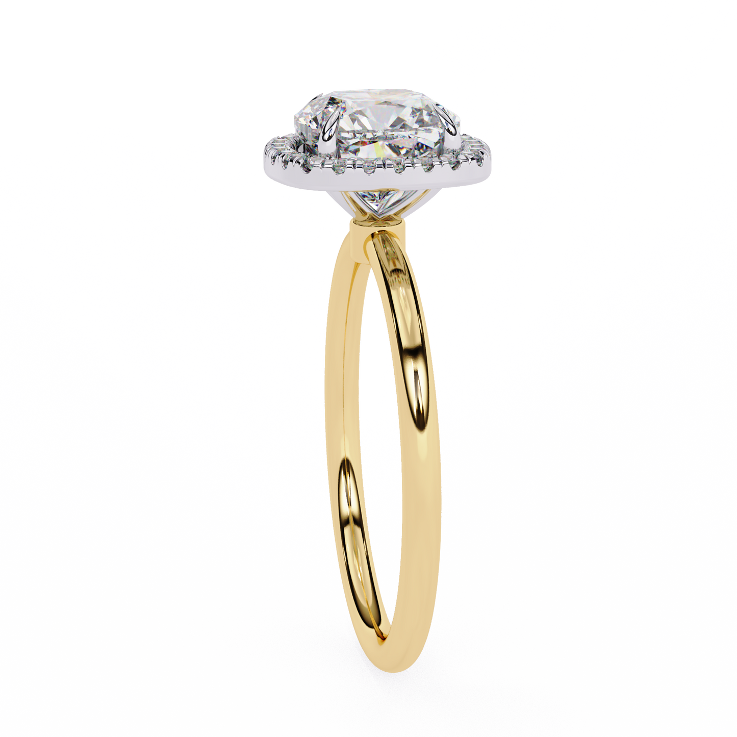 Cushion Lab Diamond Ring with Overlapping Shank in 14K Gold