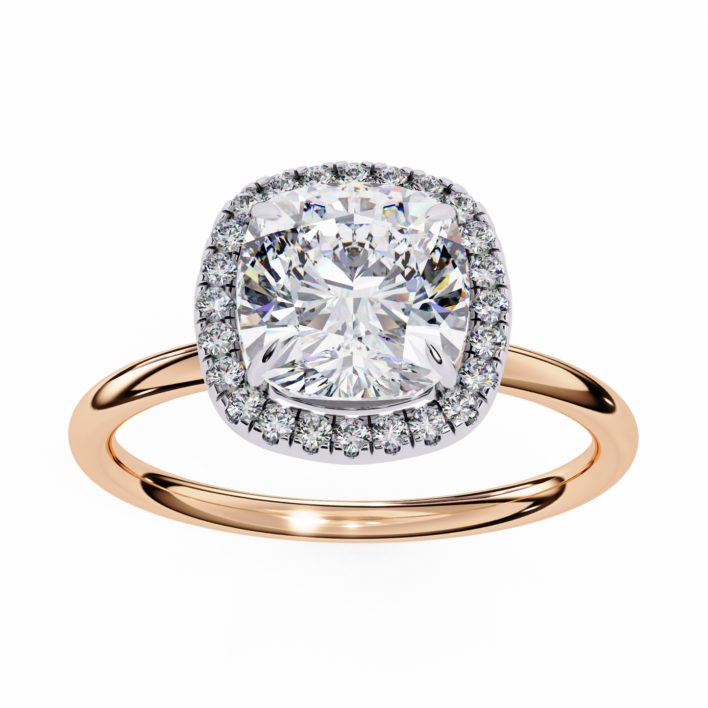 Cushion Lab Diamond Ring with Overlapping Shank in 14K Gold