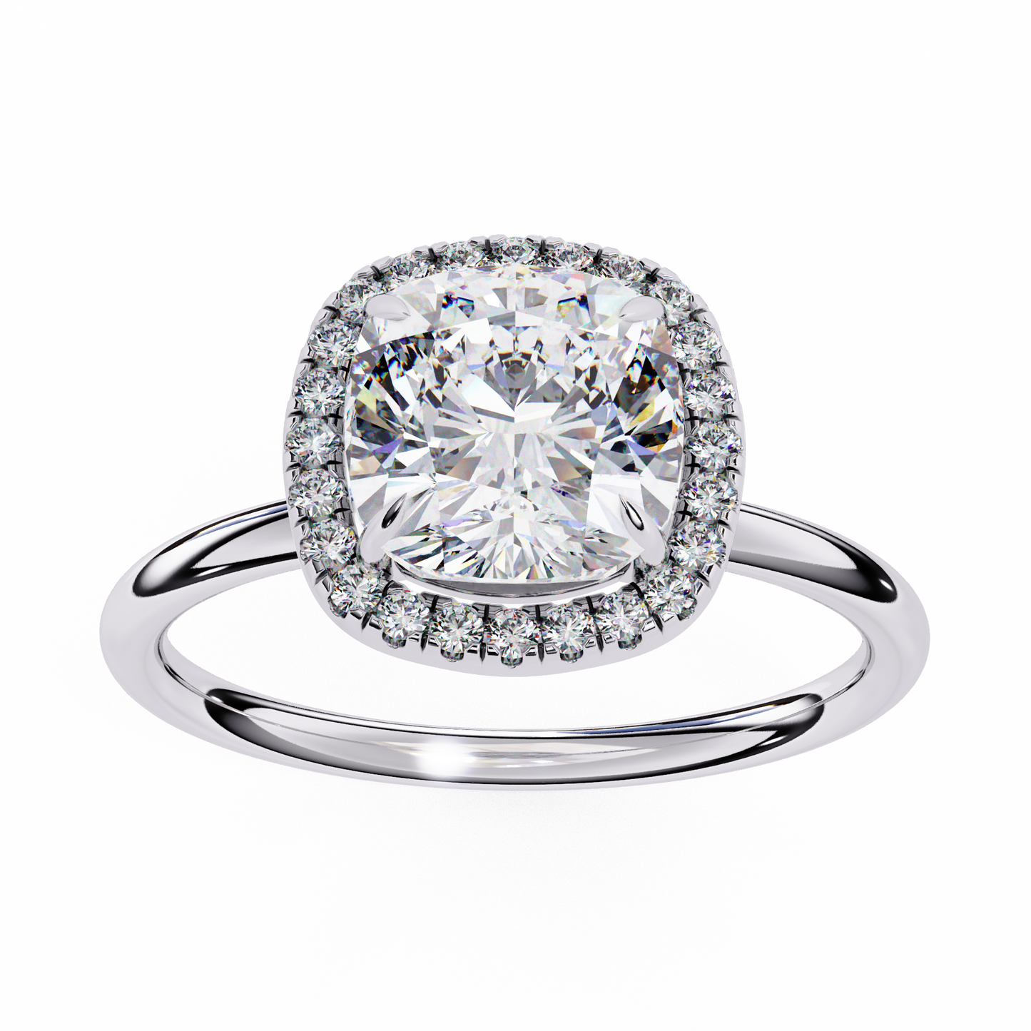 Cushion Lab Diamond Ring with Overlapping Shank in 14K Gold