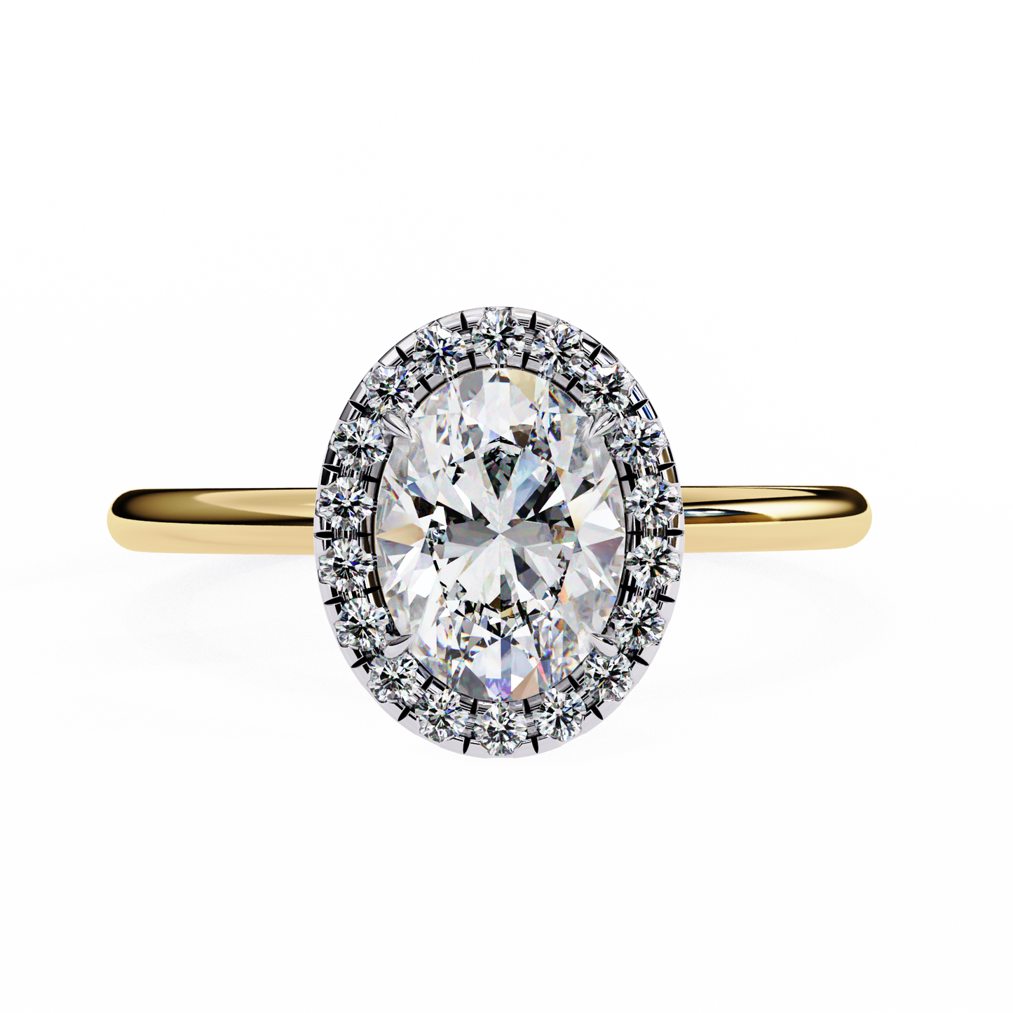 Oval Silhouette – Lab Diamond Ring with Framed Shank in 14K Gold