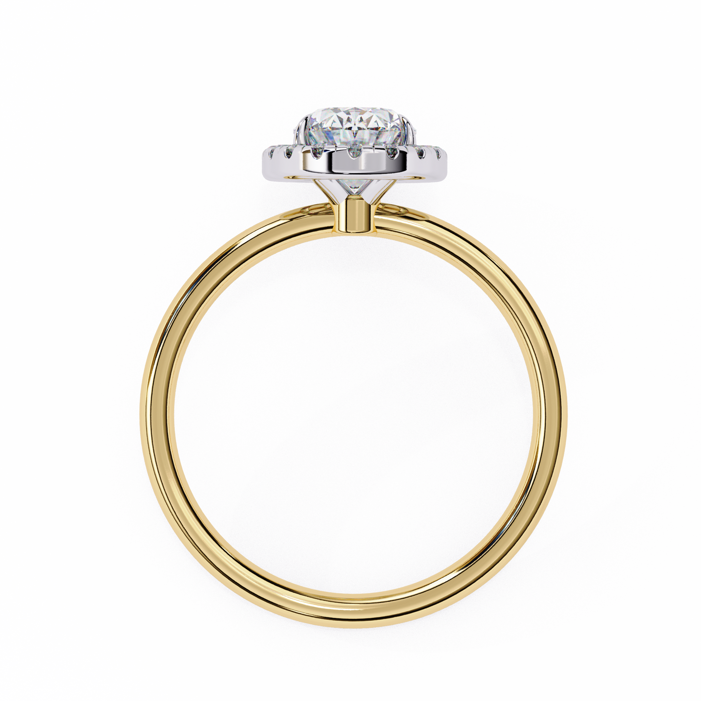 Oval Silhouette – Lab Diamond Ring with Framed Shank in 14K Gold
