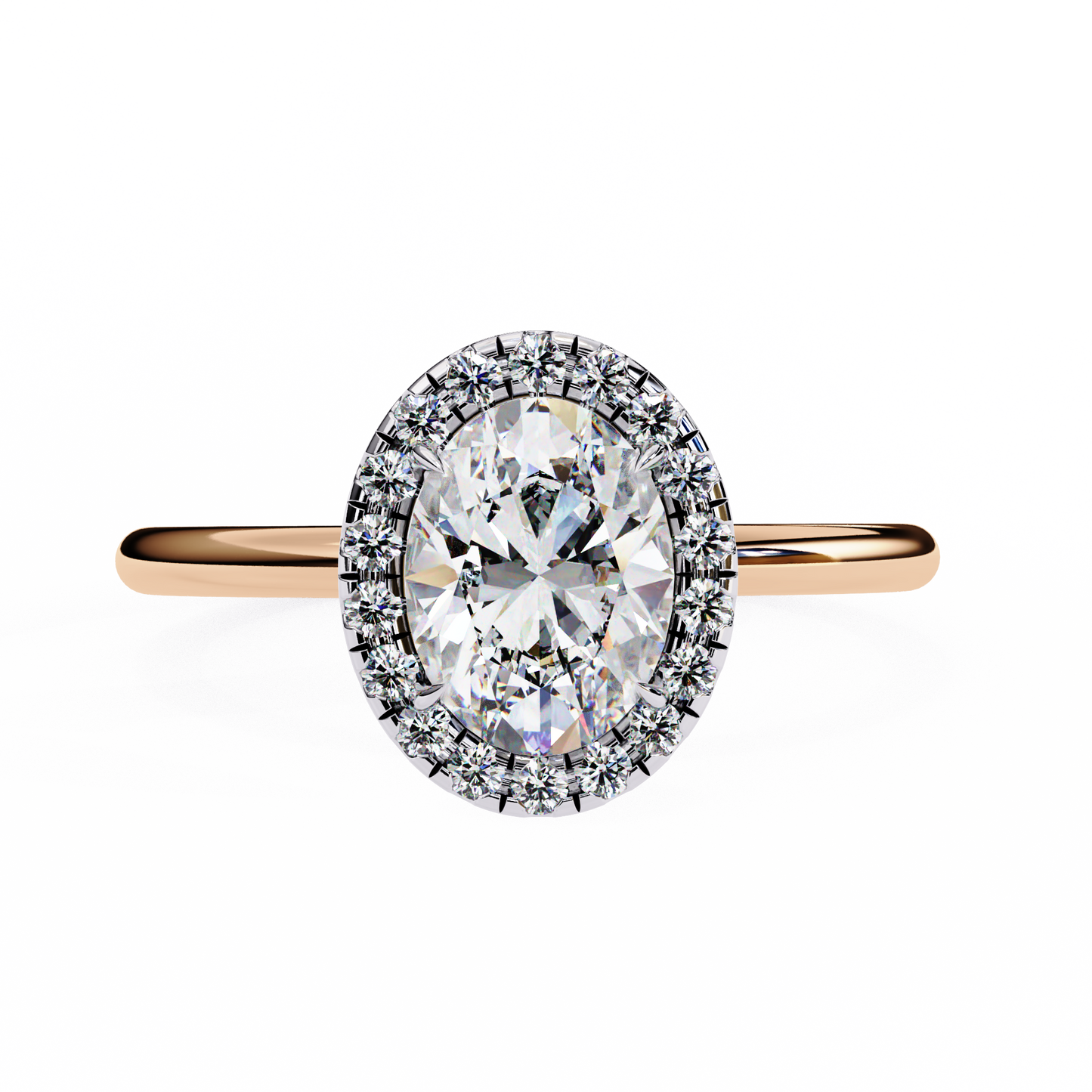Oval Silhouette – Lab Diamond Ring with Framed Shank in 14K Gold