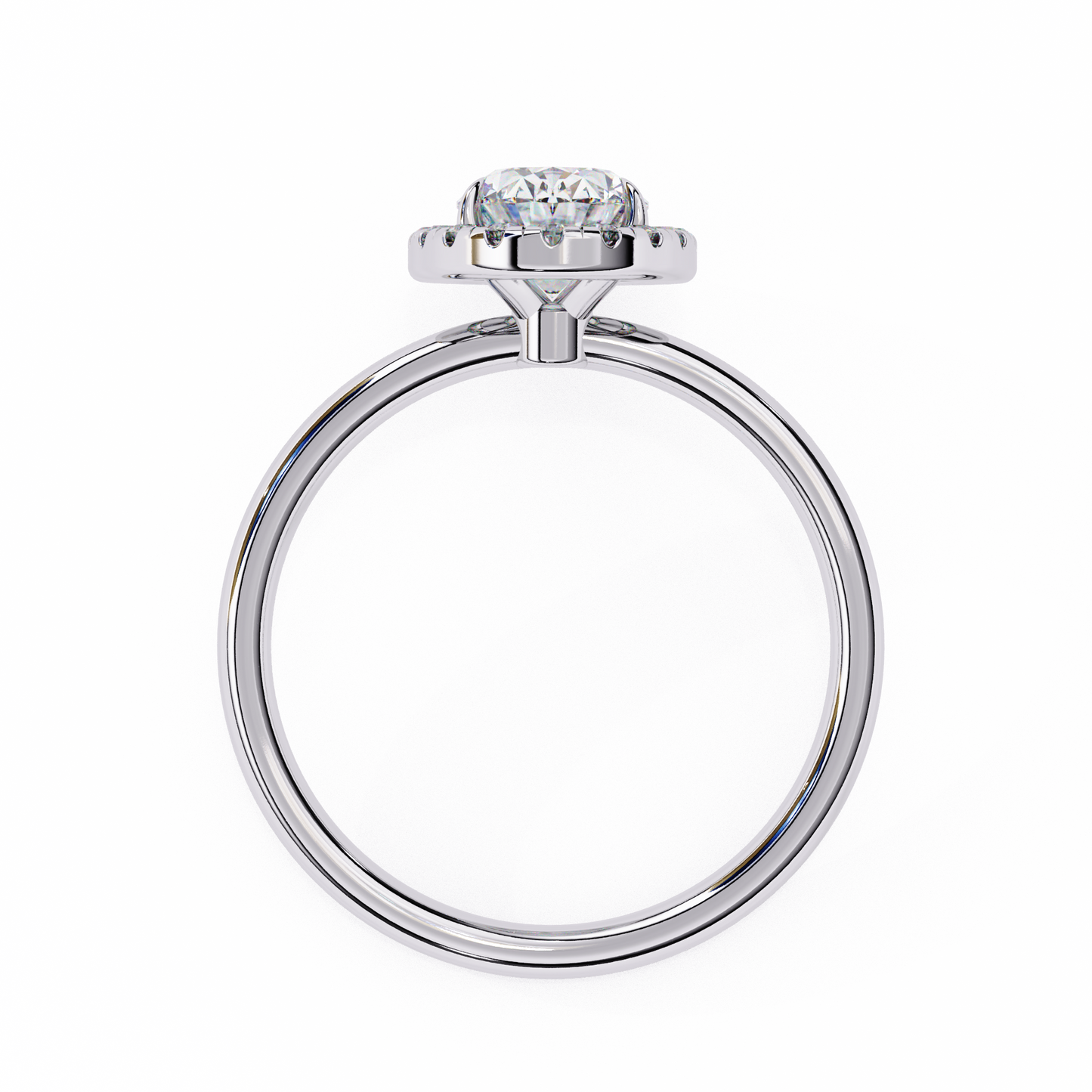 Oval Silhouette – Lab Diamond Ring with Framed Shank in 14K Gold