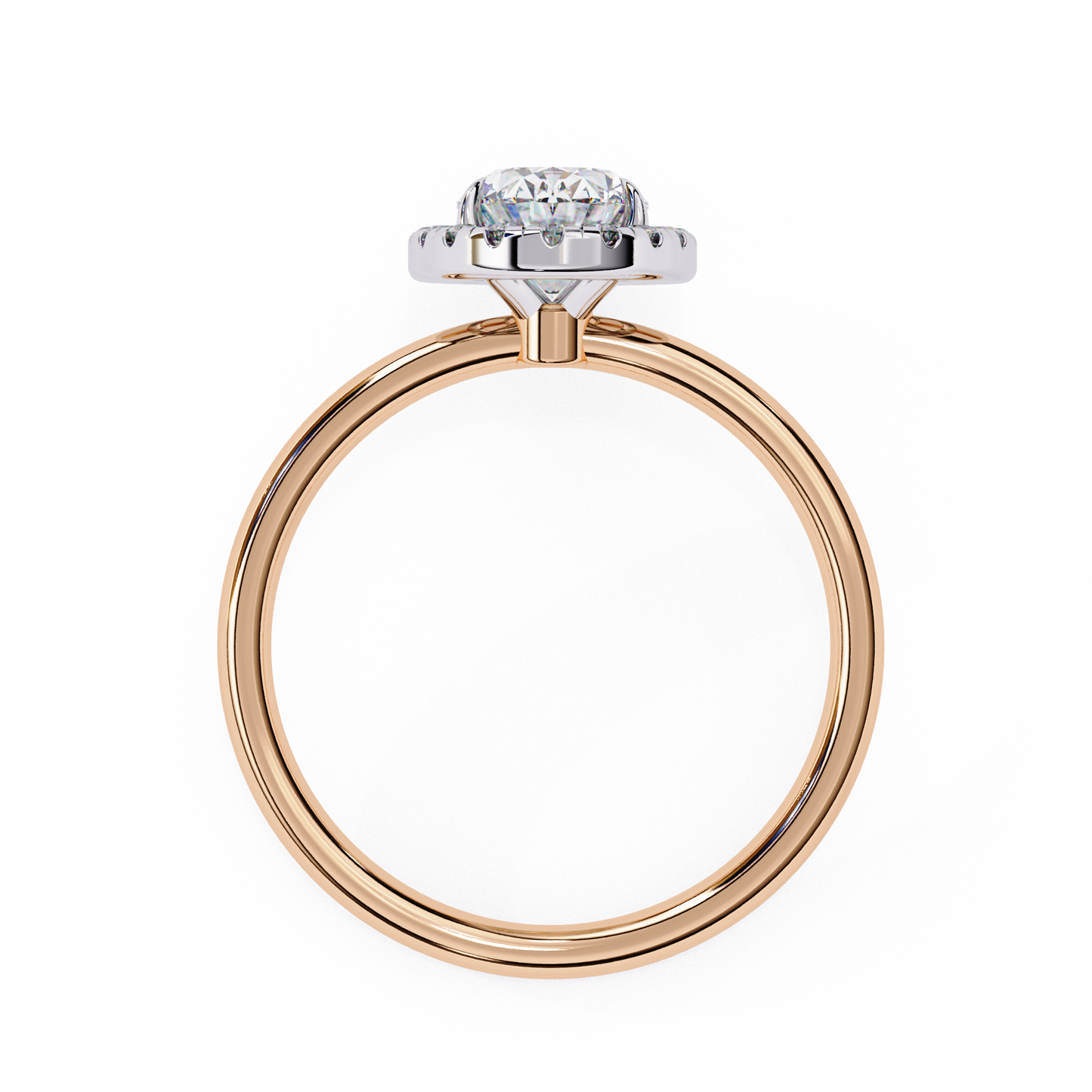Oval Silhouette – Lab Diamond Ring with Framed Shank in 14K Gold