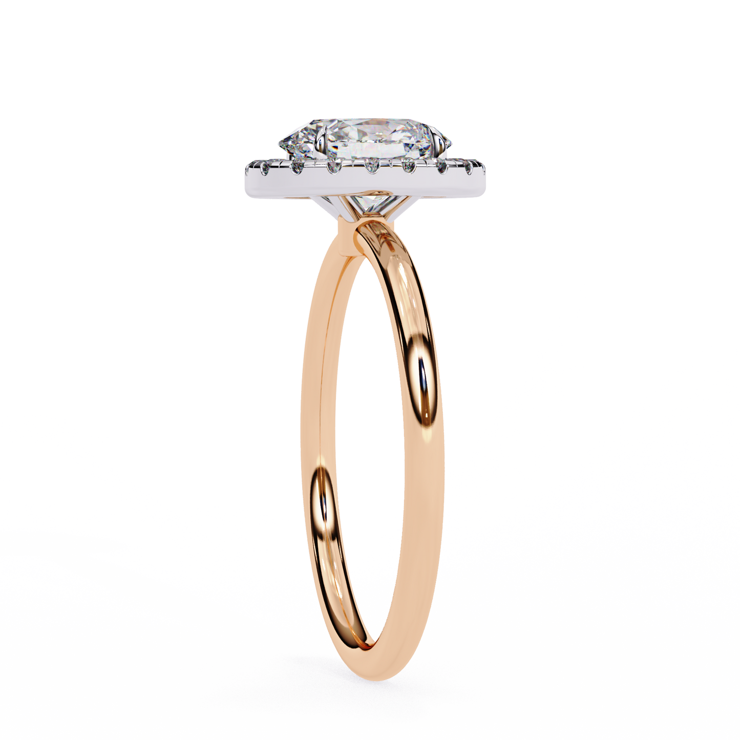 Oval Silhouette – Lab Diamond Ring with Framed Shank in 14K Gold