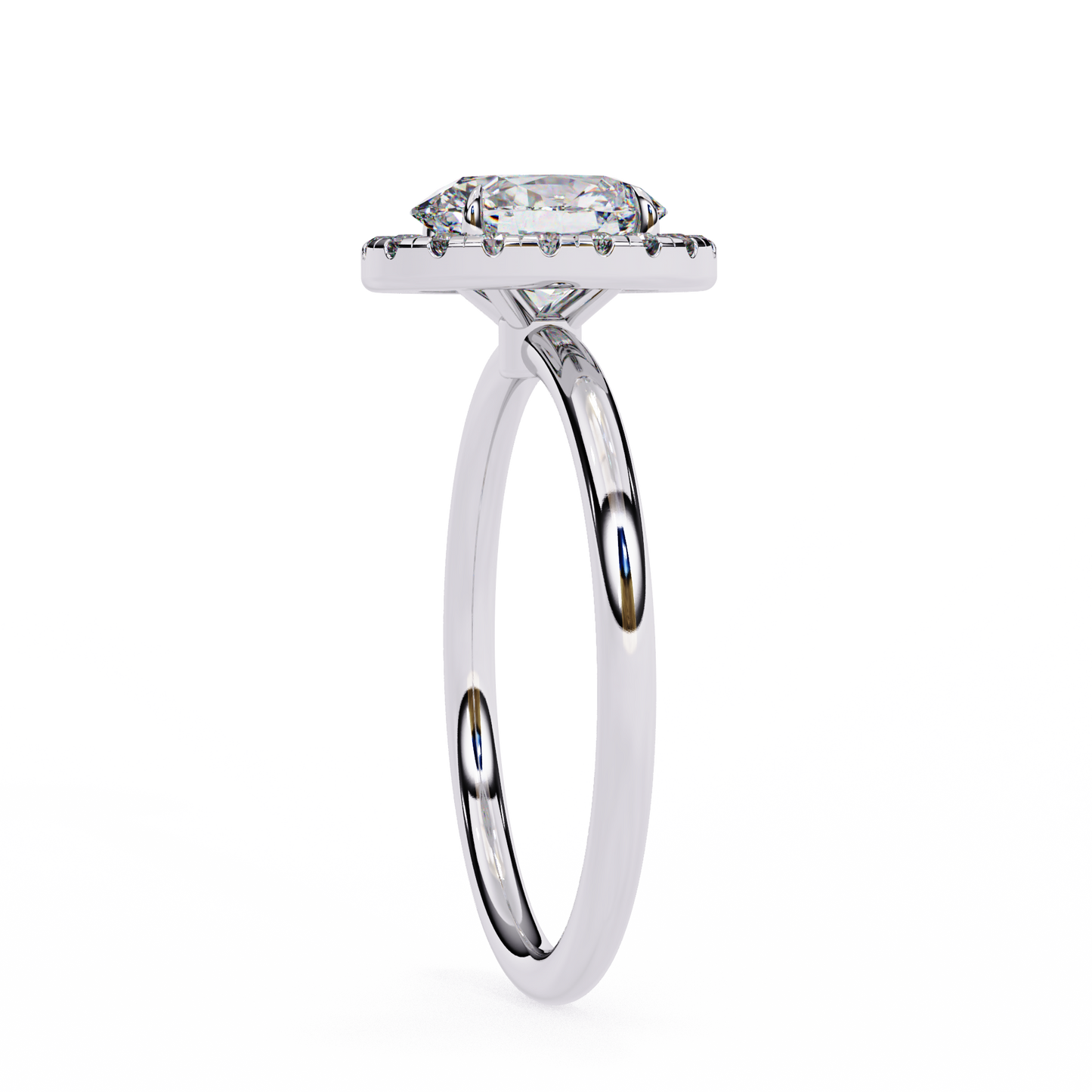 Oval Silhouette – Lab Diamond Ring with Framed Shank in 14K Gold