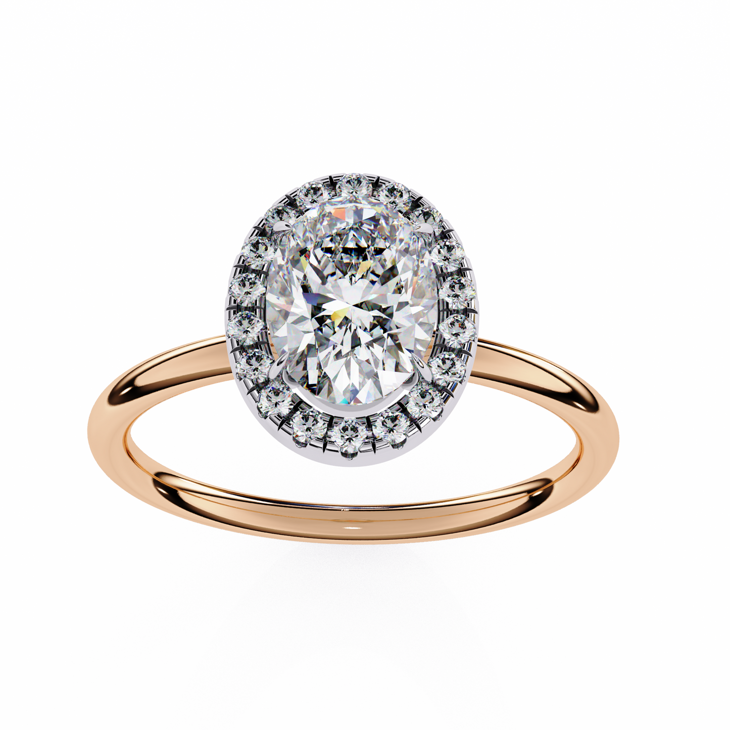 Oval Silhouette – Lab Diamond Ring with Framed Shank in 14K Gold