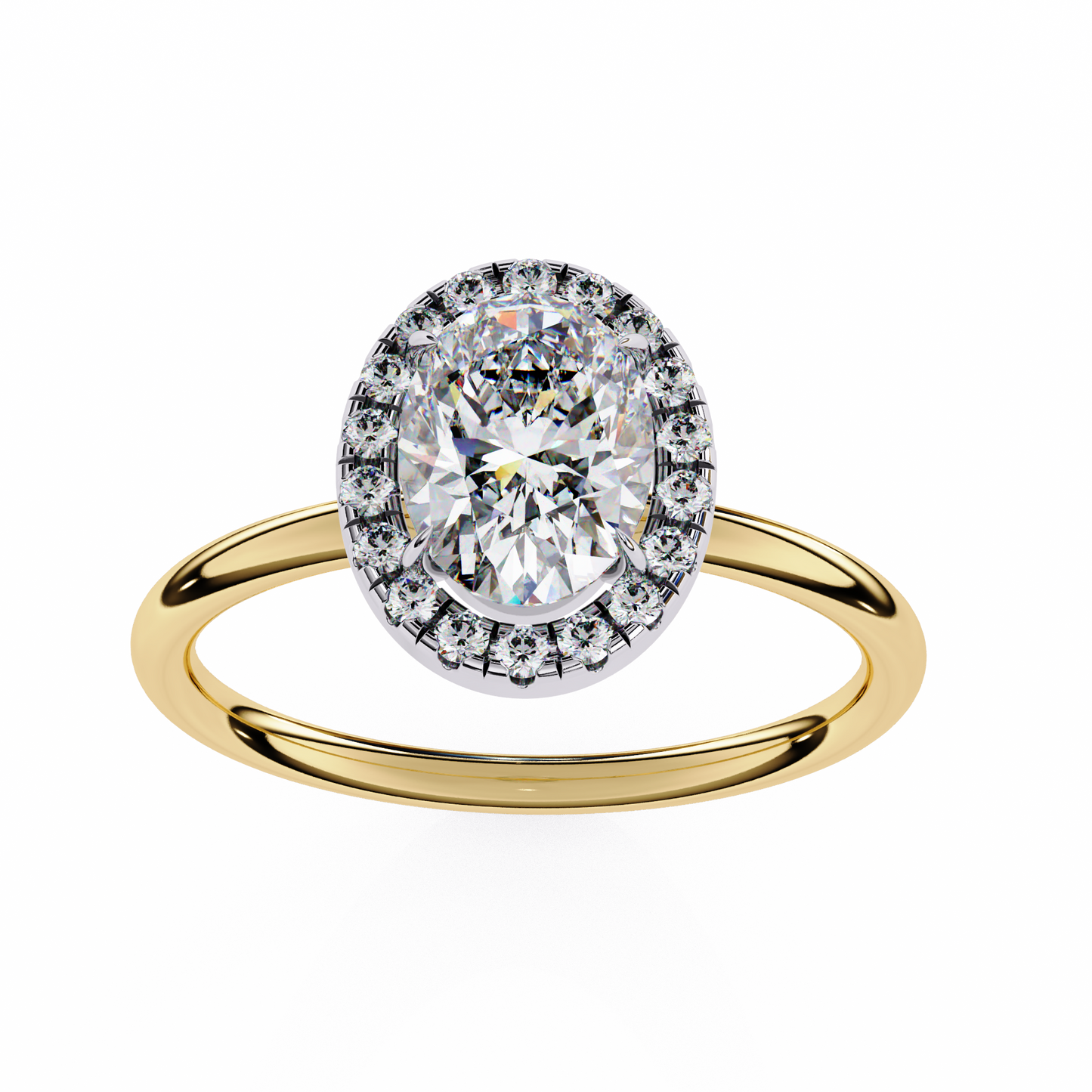 Oval Silhouette – Lab Diamond Ring with Framed Shank in 14K Gold