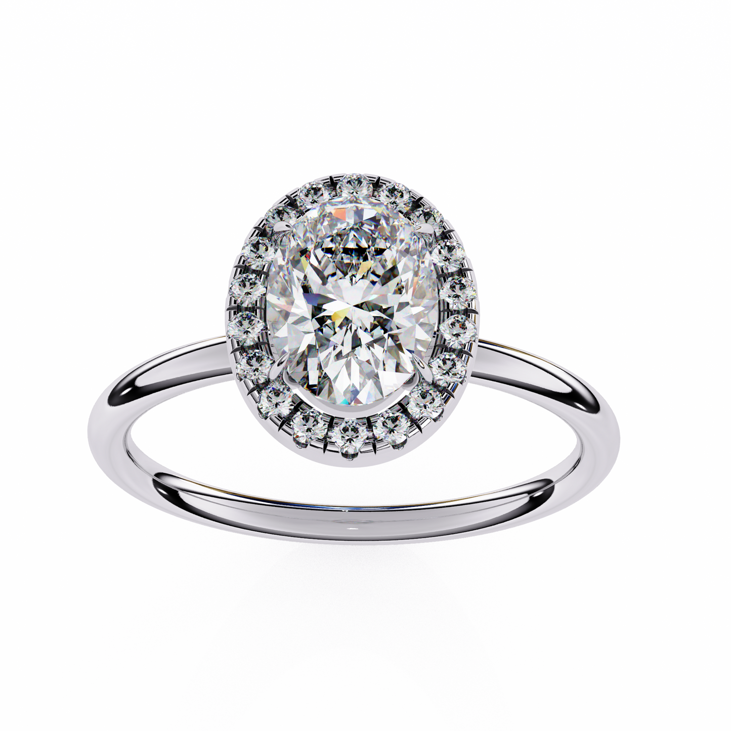 Oval Silhouette – Lab Diamond Ring with Framed Shank in 14K Gold