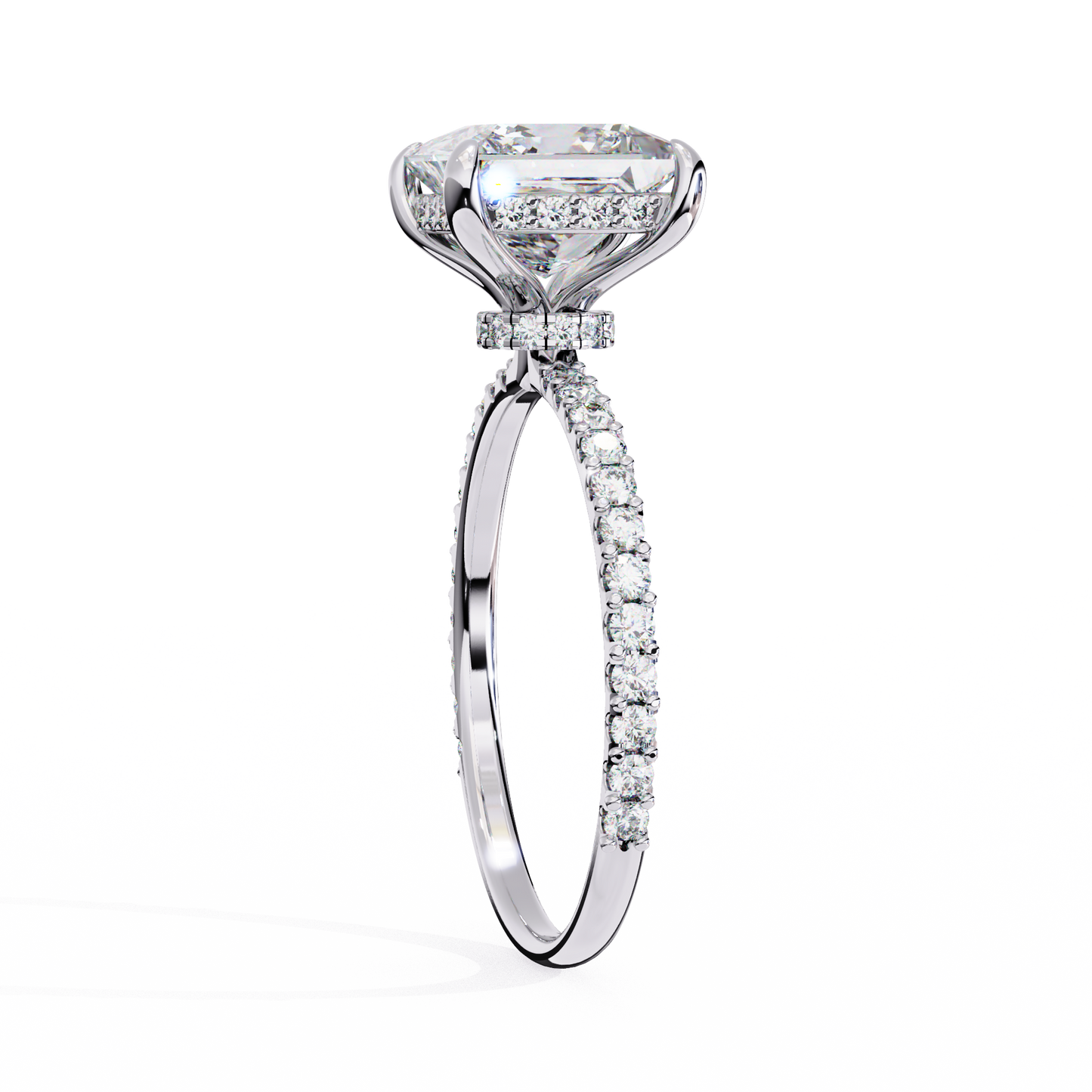Princess Edge – Lab Diamond Ring with Tiered Accent Band in 14K Gold