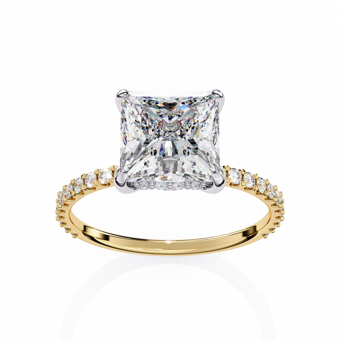 Princess Edge – Lab Diamond Ring with Tiered Accent Band in 14K Gold