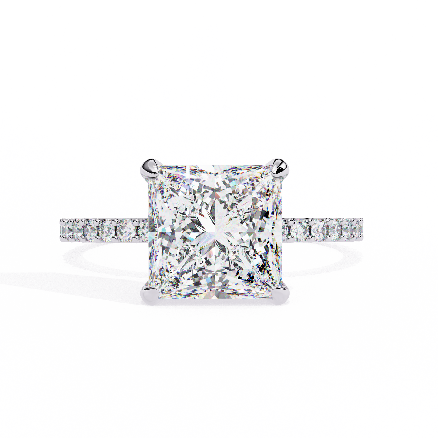 Princess Edge – Lab Diamond Ring with Tiered Accent Band in 14K Gold