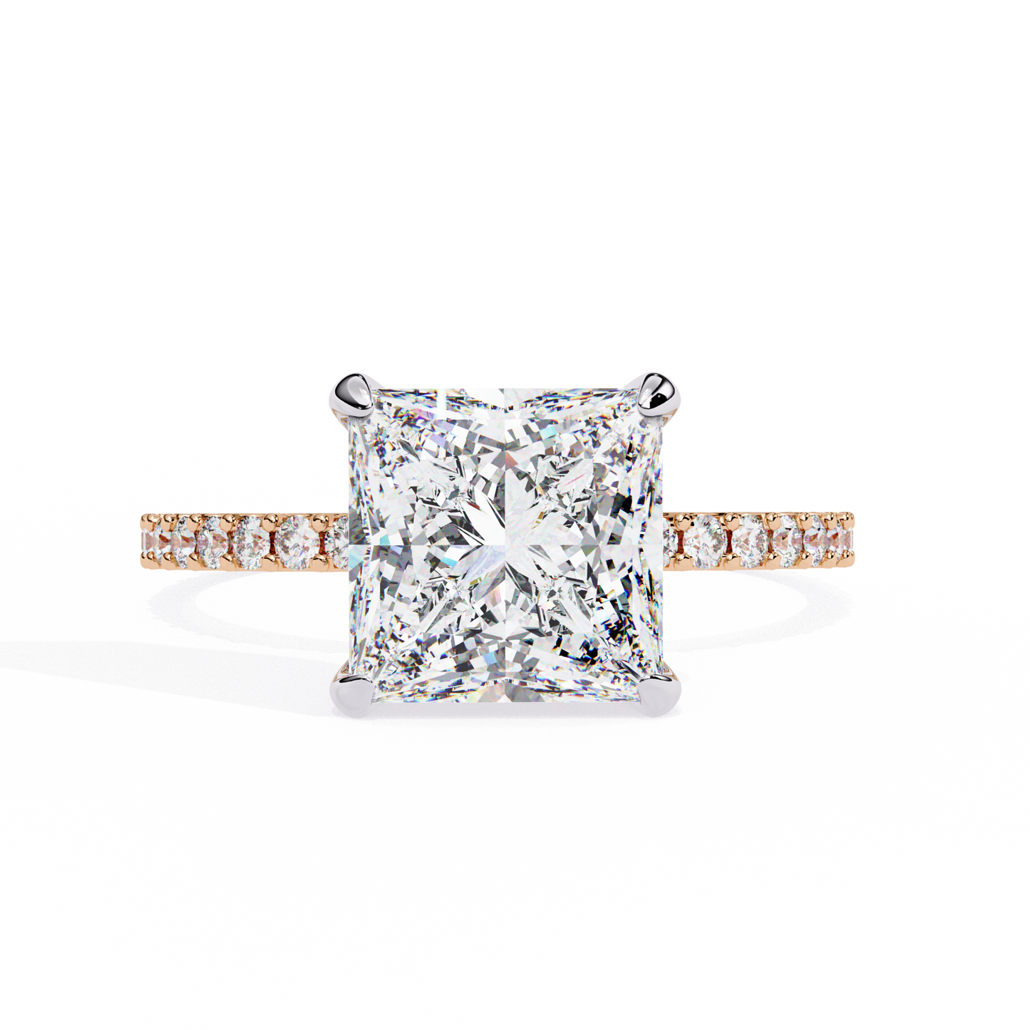 Princess Edge – Lab Diamond Ring with Tiered Accent Band in 14K Gold