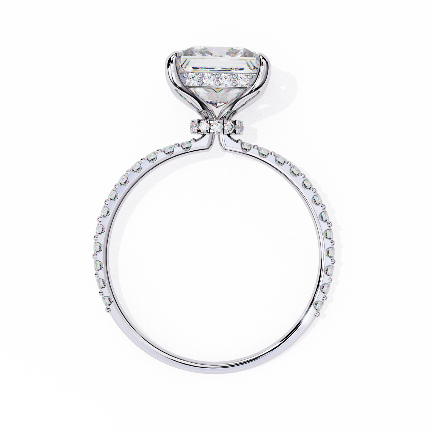 Princess Edge – Lab Diamond Ring with Tiered Accent Band in 14K Gold