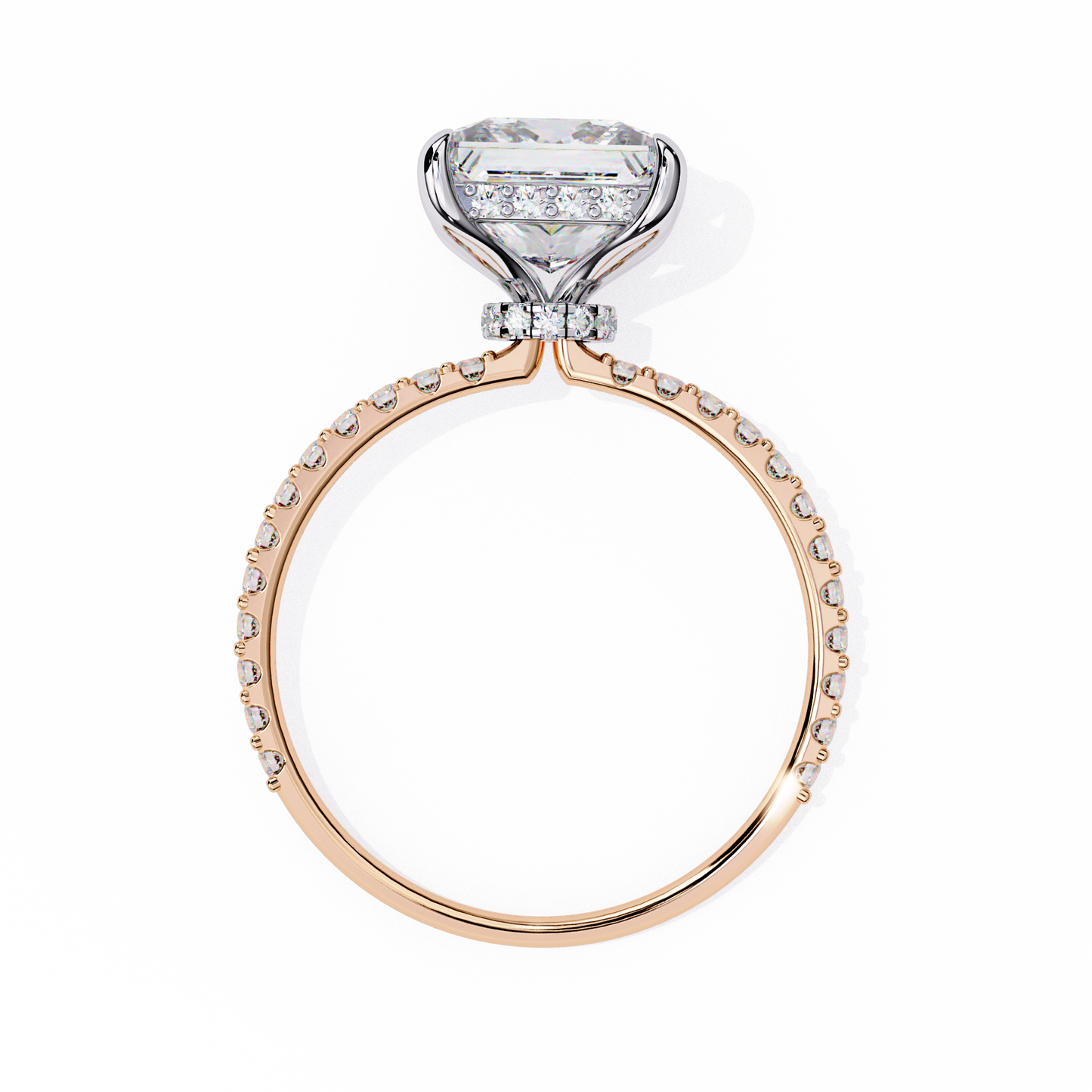 Princess Edge – Lab Diamond Ring with Tiered Accent Band in 14K Gold